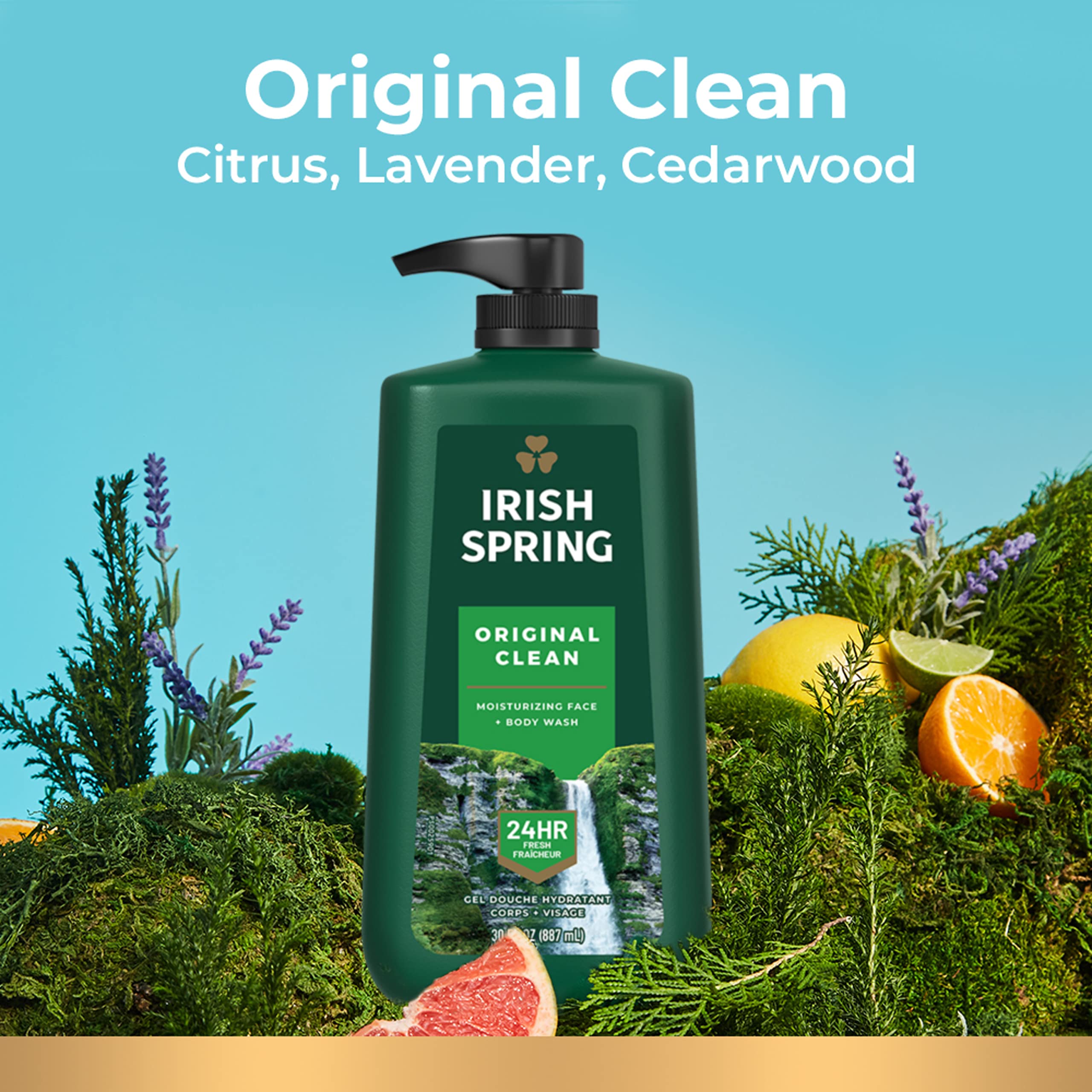Irish Spring Moisture Blast Body Wash for Men - 30 Oz Pump Bottle with Original Clean Scent | Refreshing Daily Shower Gel for Gym, Work & Active Lifestyle