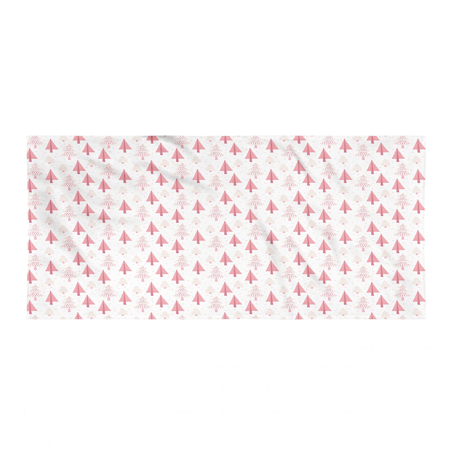 Ambesonne Christmas Camping Towel - Festive Ornamental Trees with Snowflakes & Stars Design - Quick Dry Lightweight Microfiber Travel Towel - Ultra Compact for Backpacking, Hiking, Gym & Outdoor Adventures - Perfect Holiday Gift (Pink Blush)
