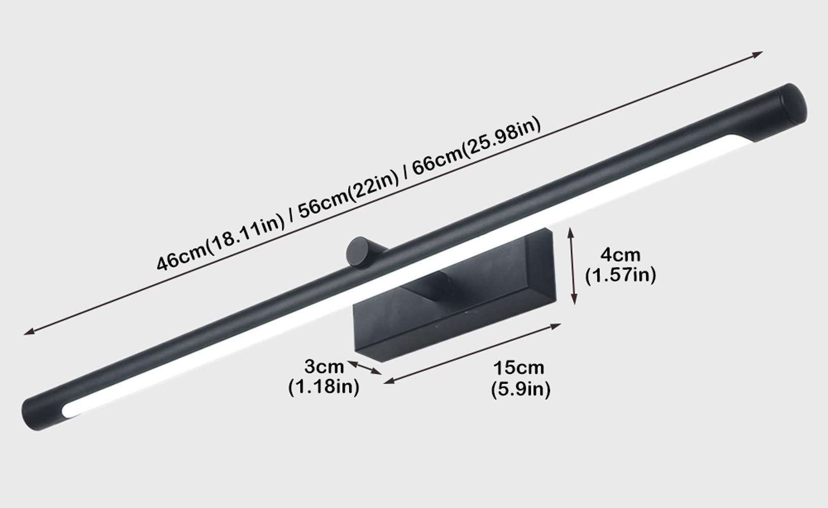 18.11 Inch 8W LED Vanity Light Fixture - Warm White 3000K, IP44 Rated, Modern Bathroom Mirror Front Lighting for Makeup & Grooming