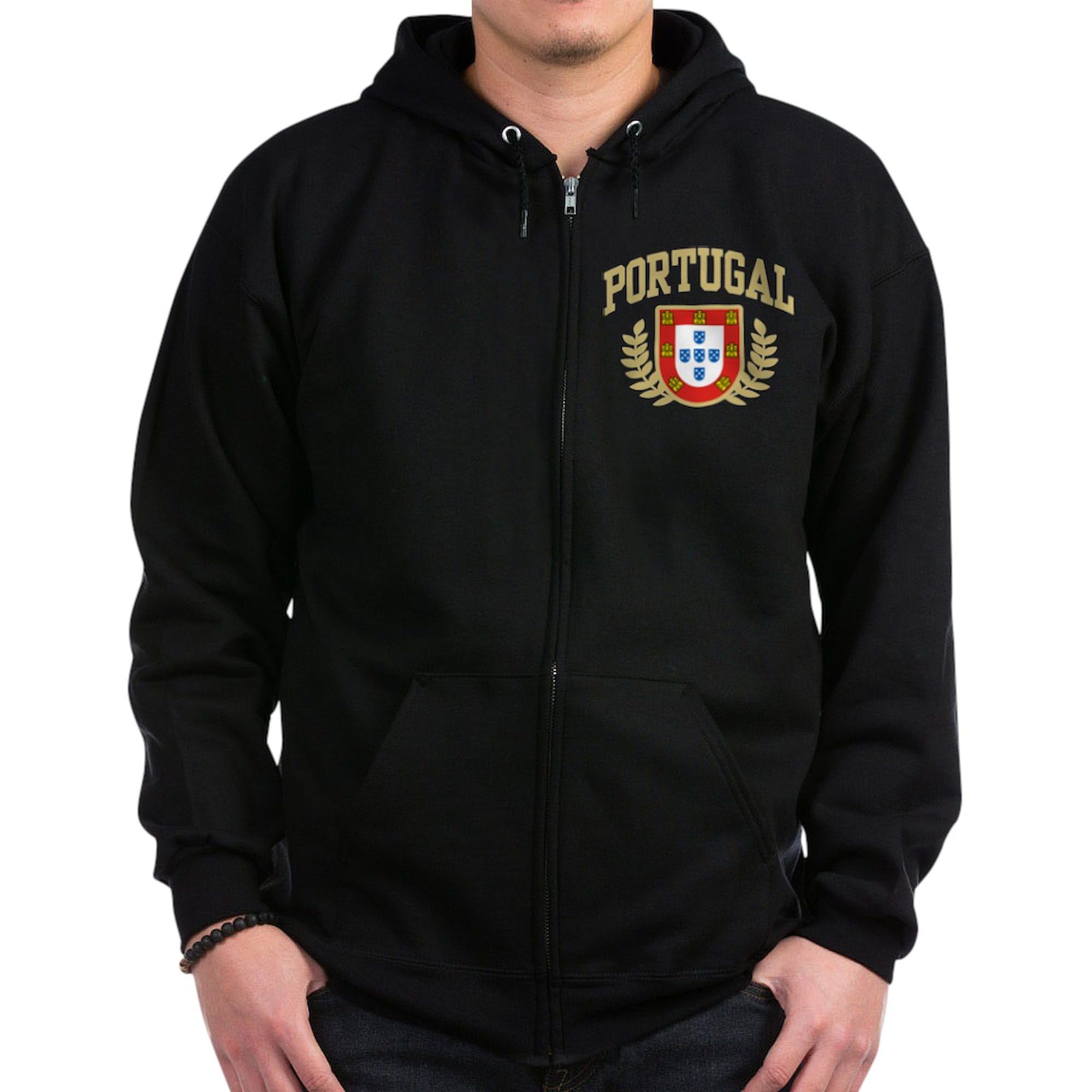 Portugal Zip Hoodie for Men - Dark Zip-Up Hooded Sweatshirt | Comfortable Pullover for Casual Wear, Travel & Outdoor Activities