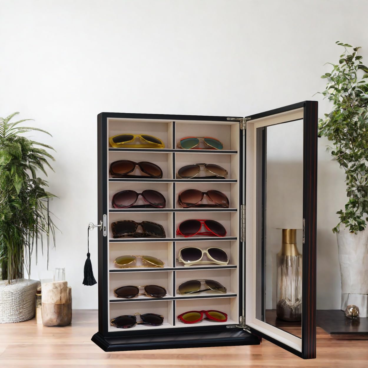 Premium Eyeglass & Sunglass Display Case - Durable Storage Box Organizer for Glasses, Sunglasses & Reading Glasses - Perfect for Home, Office, Retail Store & Travel Use