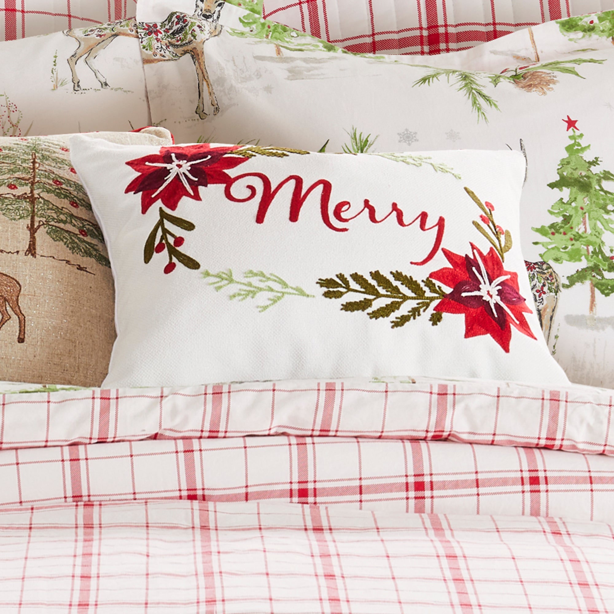 Jingle Bells Christmas Holiday Decorative Throw Pillow Cover - Perfect for Sofa, Bed, Couch & Home Decor