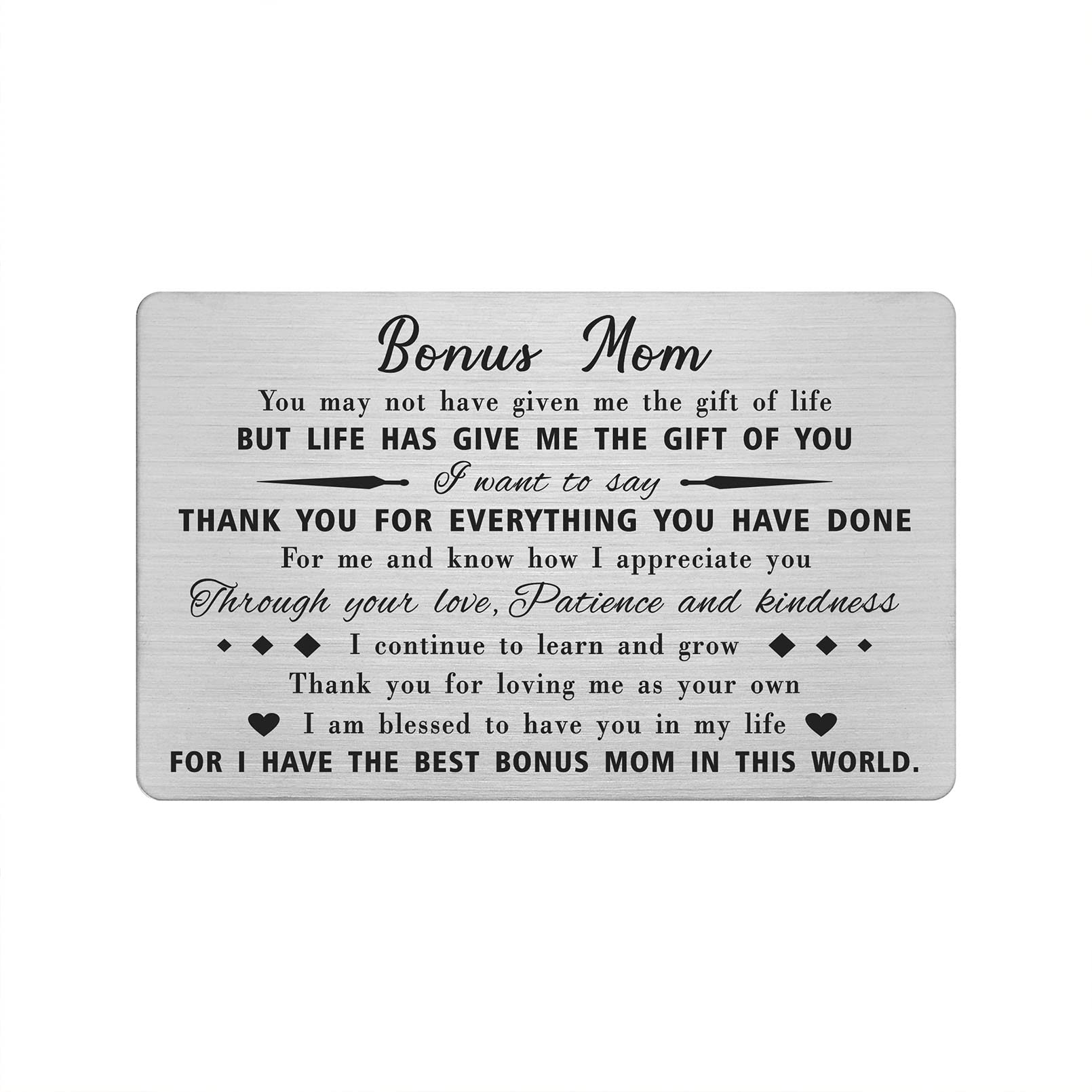 Personalized Stepmom Gifts - Bonus Mom Birthday Wallet Card from Daughter or Son | Thoughtful Stepmother Present for Women | Perfect for Mother's Day, Christmas & Special Occasions