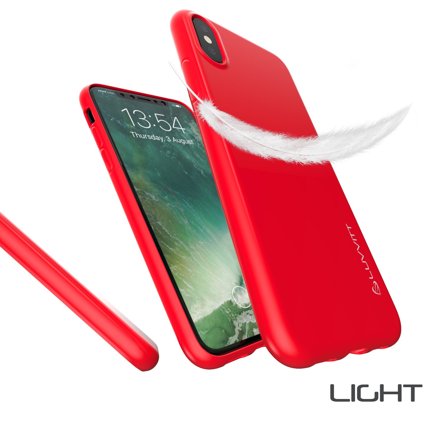 Luvvitt Clarity iPhone Xs/X Case (2017-2018) - 4 Pack Slim Flexible TPU Rubber Protective Cover with Light, Red/Teal/Black/Clear Colors | Perfect for Everyday Use, Travel & Work Protection