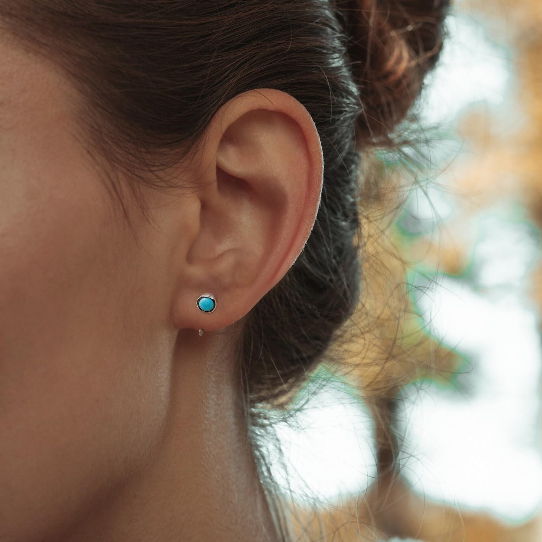 925 Sterling Silver Dainty Hug Hoop Earrings for Women - Synthetic Fire Opal/Turquoise/Moonstone/CZ Gemstone Huggie Hoops | Perfect for Everyday Wear, Date Nights & Gifts