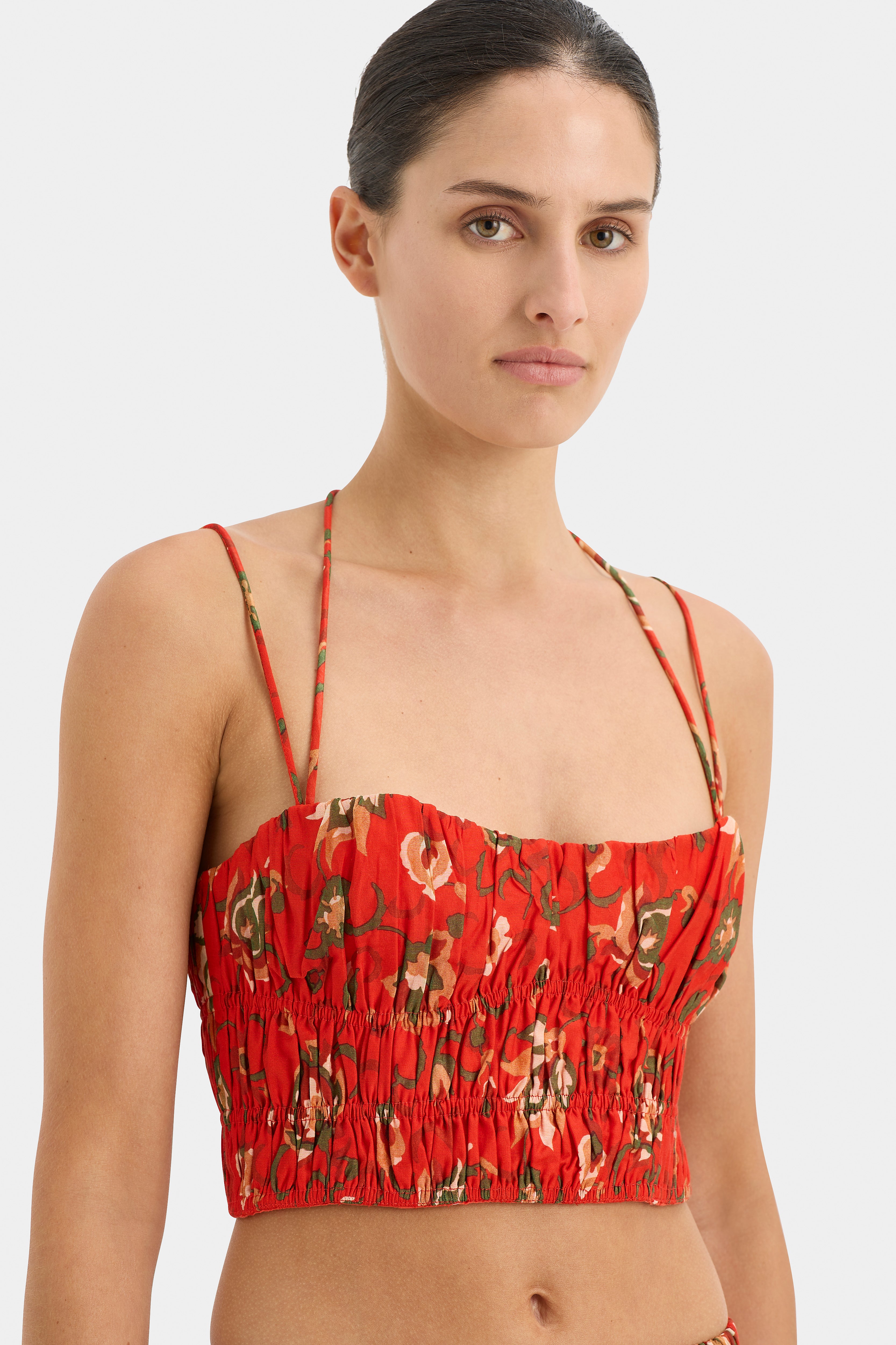 Reyes Gathered Halter Top for Women - Stylish Summer Crop Top with Adjustable Straps | Perfect for Beach, Party & Casual Outfits