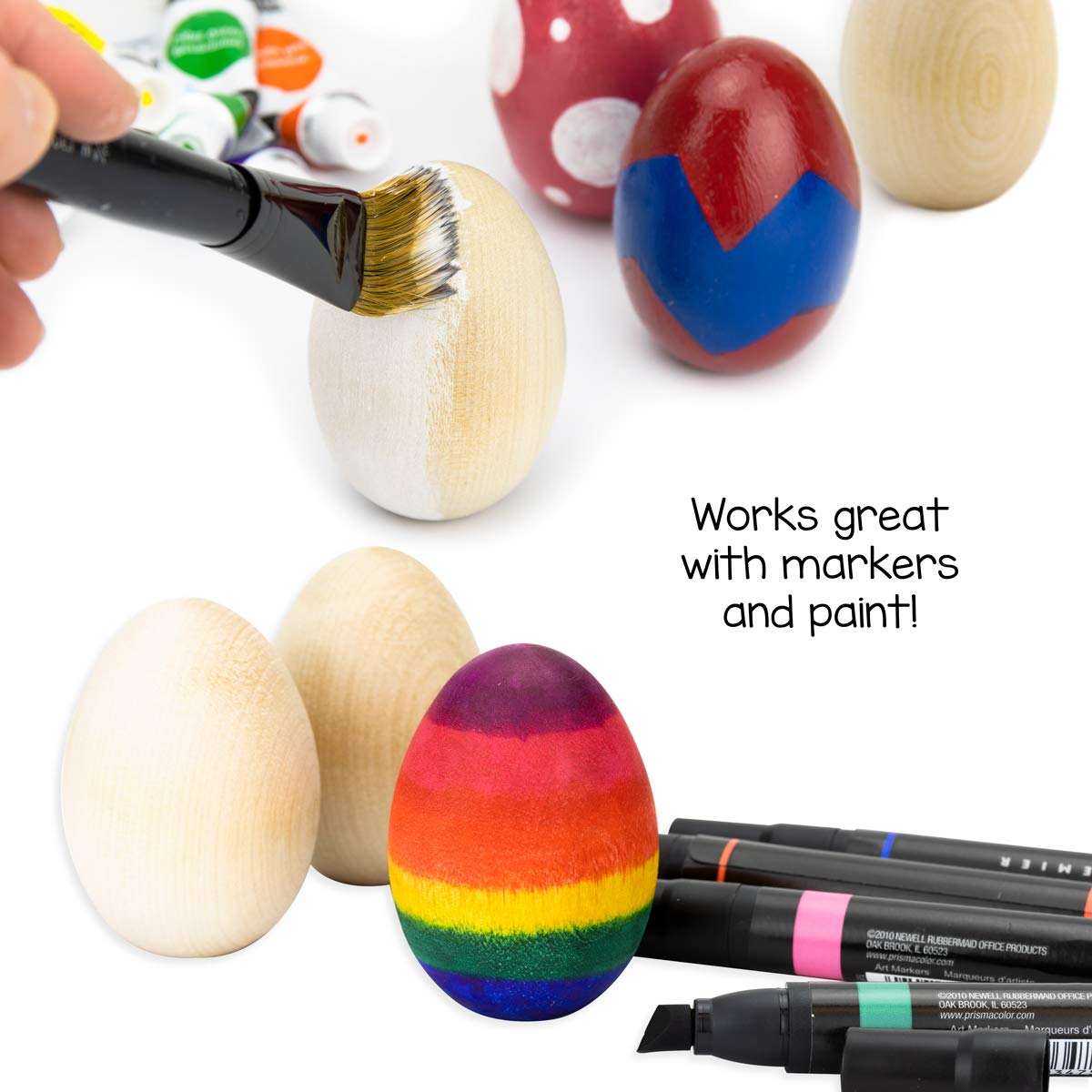 Natural Wooden Eggs for Easter Crafts - Unpainted Wood Eggs 1.75