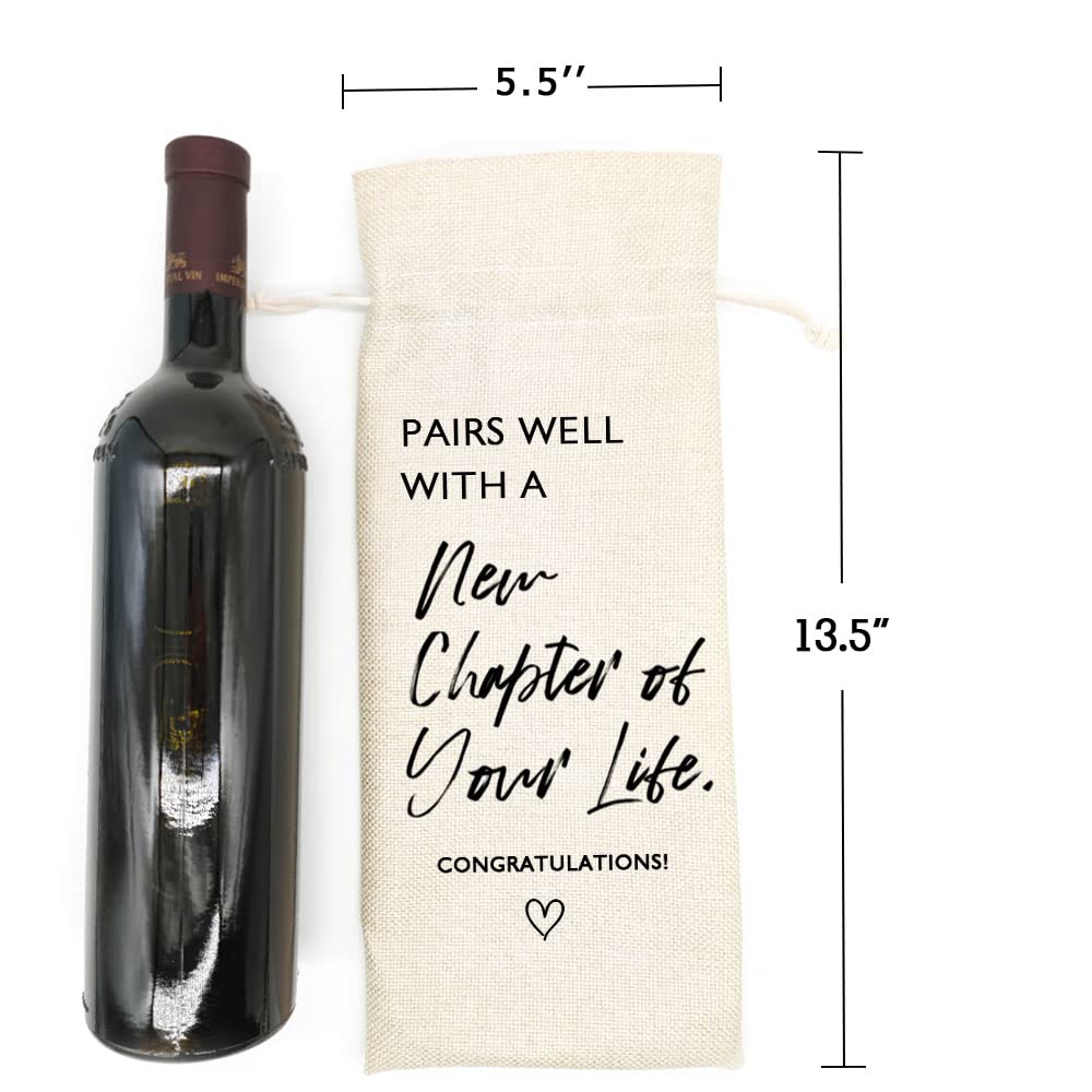 Premium Burlap Drawstring Wine Bag - Thoughtful New Job Gift for Colleagues, Coworkers, Boss & Friends - Perfect for Celebrations, Promotions & Career Milestones - Elegant & Practical Wine Carrier for Parties & Office Events