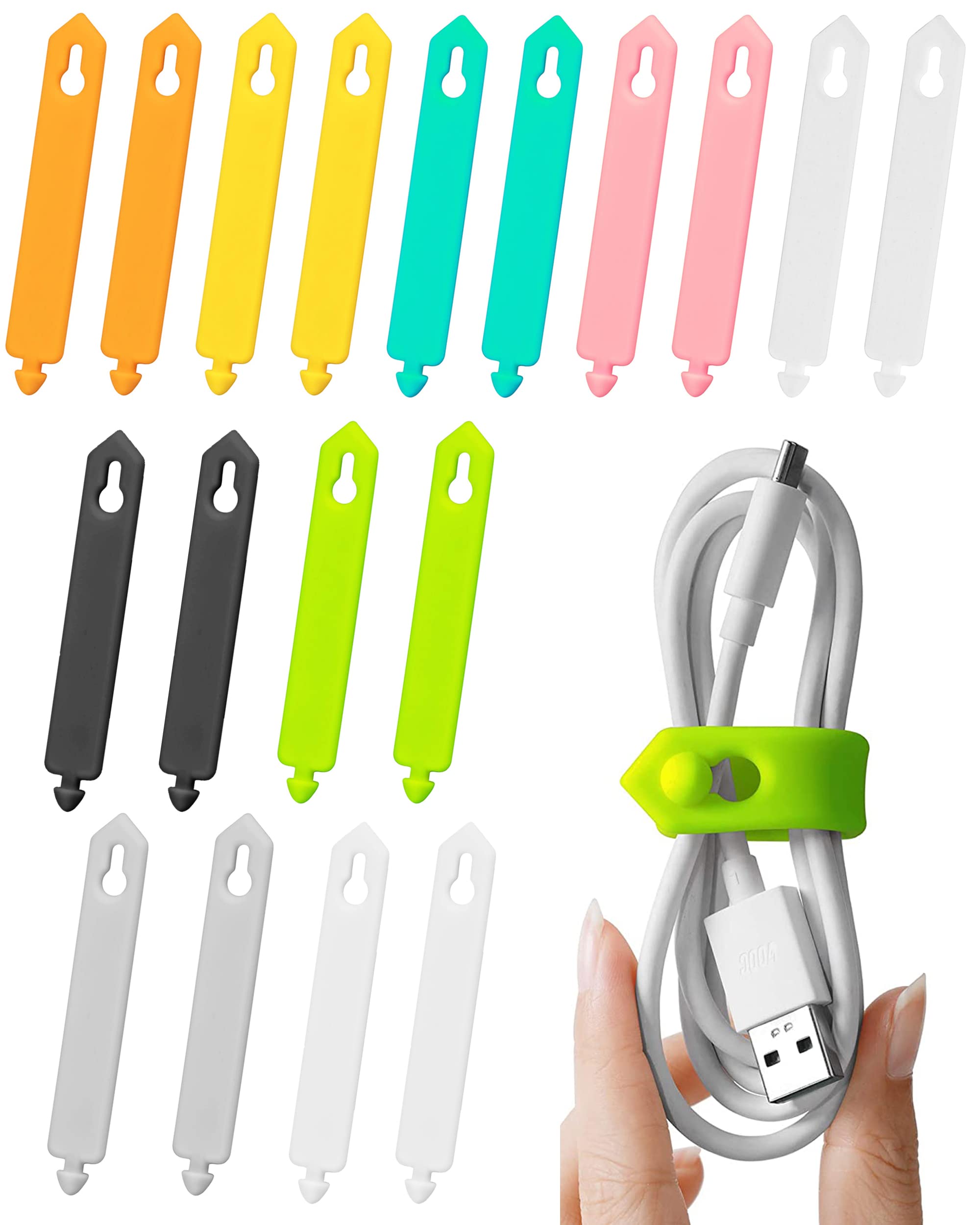 ELFRhino 18-Pack Cable Organizer Straps - Reusable Cord Clips for Headphones, Earbuds, Chargers & Wires | Tangle-Free Cable Management for Home, Office, Travel & Car Use