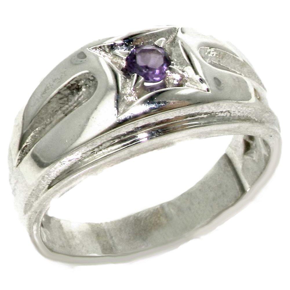 925 Sterling Silver Natural Amethyst Men's Ring - Size 4 to 12, Durable Wedding Band, Anniversary Gift for Him, Perfect for Everyday Wear & Special Occasions
