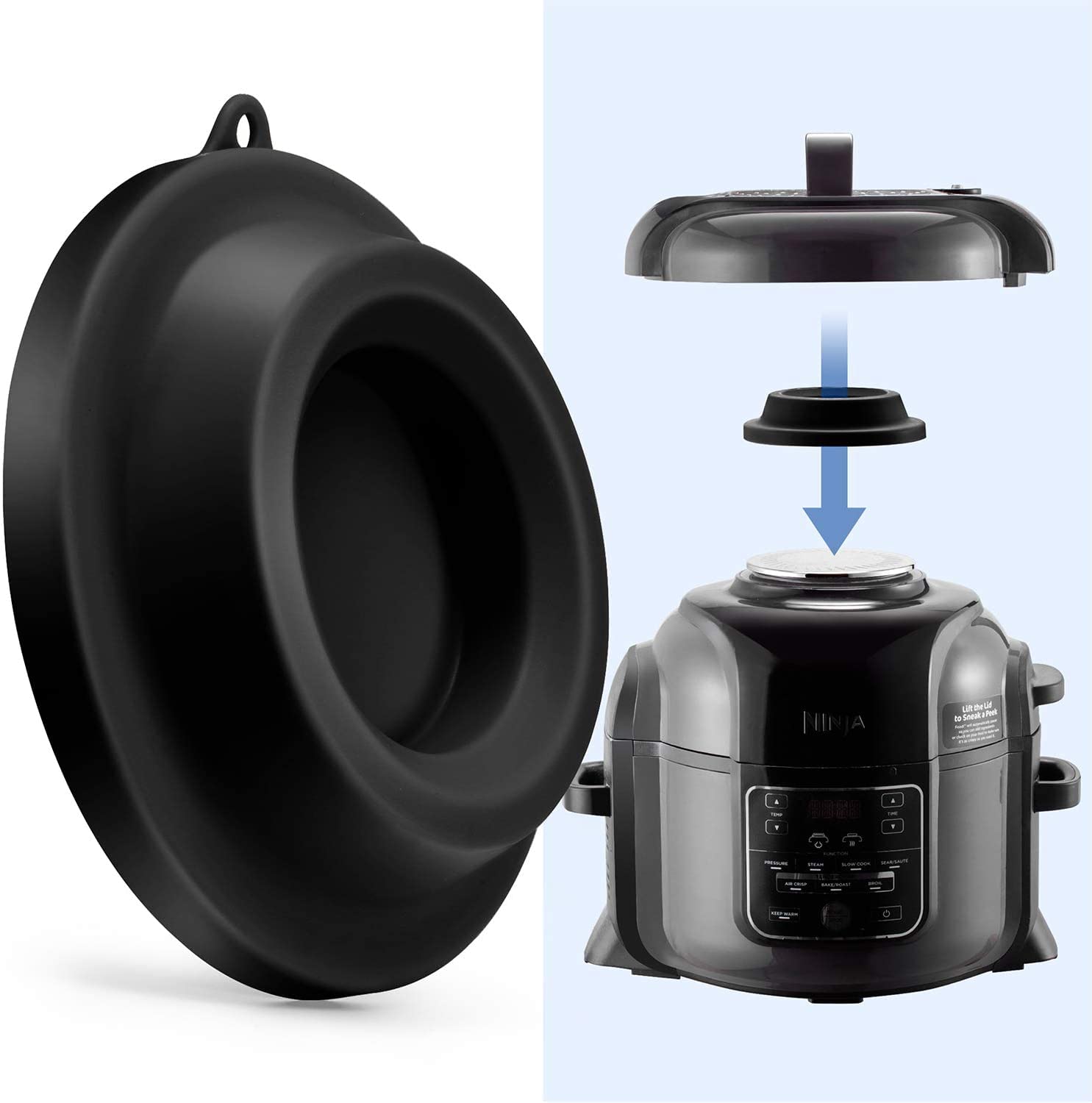Goldlion Silicone Lid Stand Holder for Ninja Foodi Pressure Cooker & Air Fryer (5Qt/6.5Qt/8Qt) - Black - Perfect for Kitchen Organization & Cooking Accessories Storage
