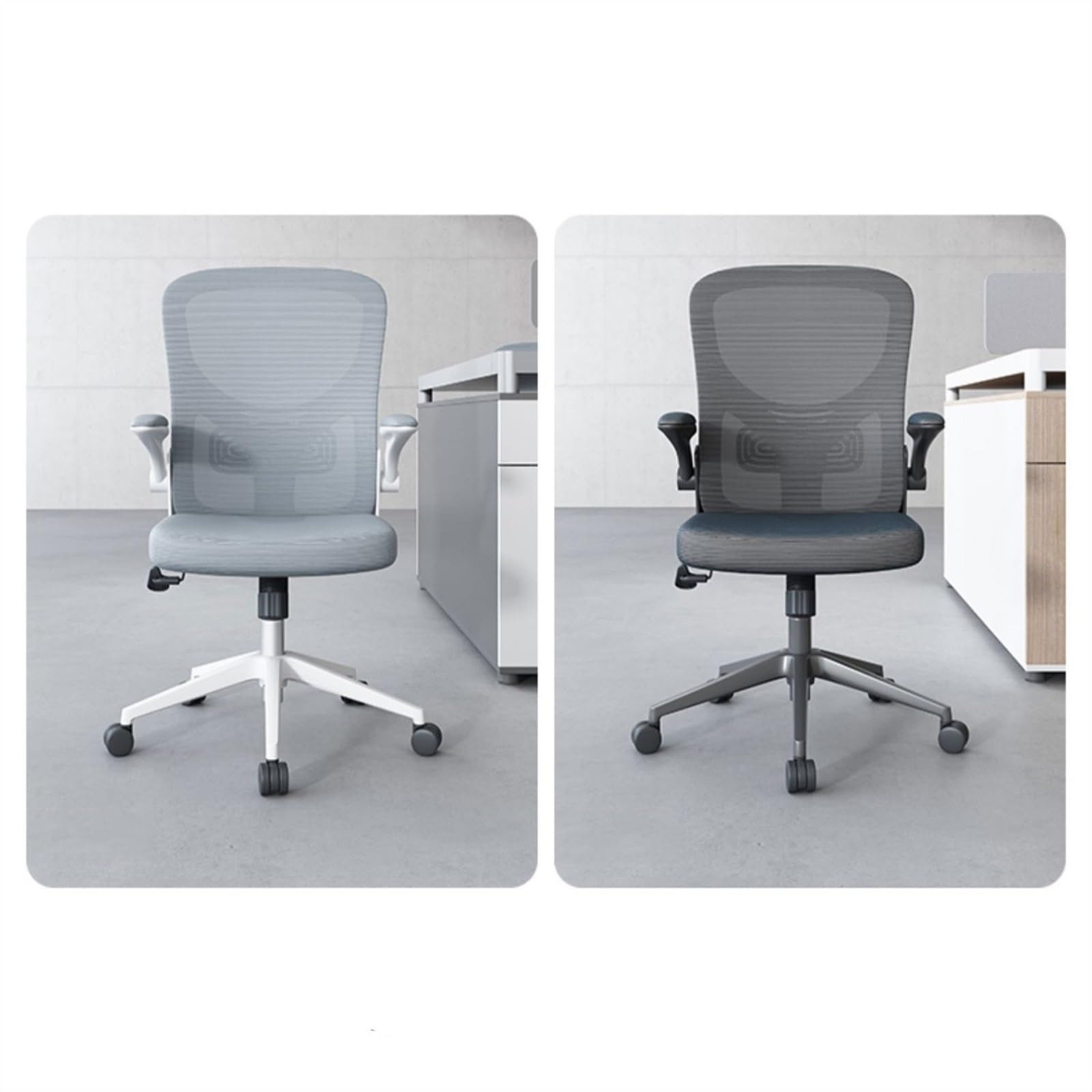 Ergonomic Office Chair with Adjustable Armrests & Mesh Backrest - Modern Swivel Desk Chair for Staff, Home Office, and Conference Rooms (Gray) - Perfect for Long Hours of Work, Gaming, and Video Calls