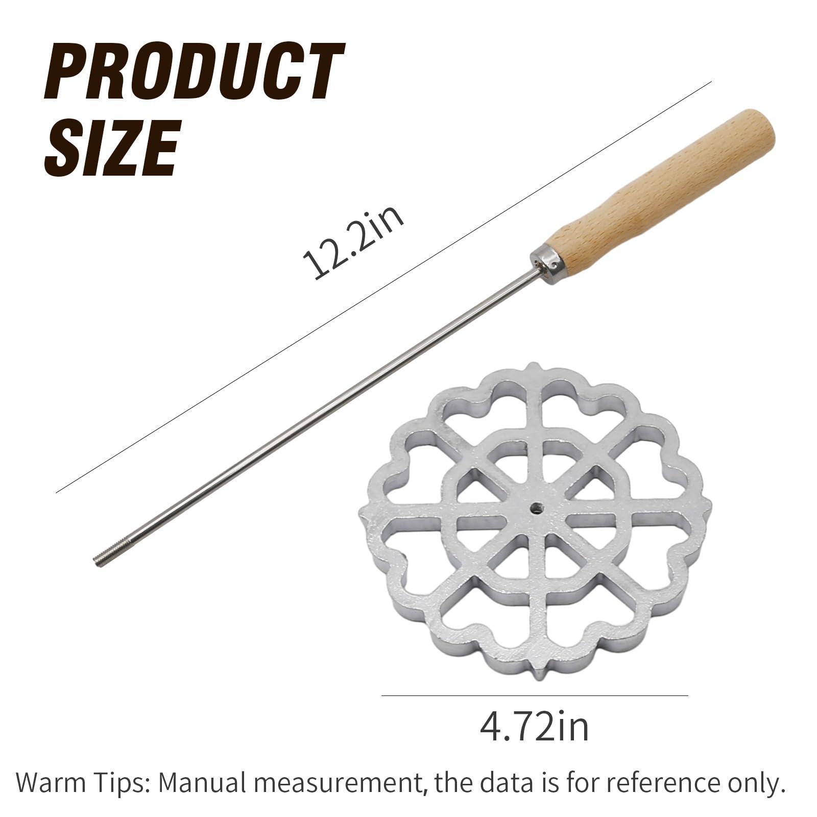 UOIENRT Waffle Rosette Molds with Handle - 31.5cm Aluminum Alloy Timbale Rosette Maker for Bunuelos, Funnel Cakes & Churros | Perfect for Home Baking, Party Desserts & Holiday Treats