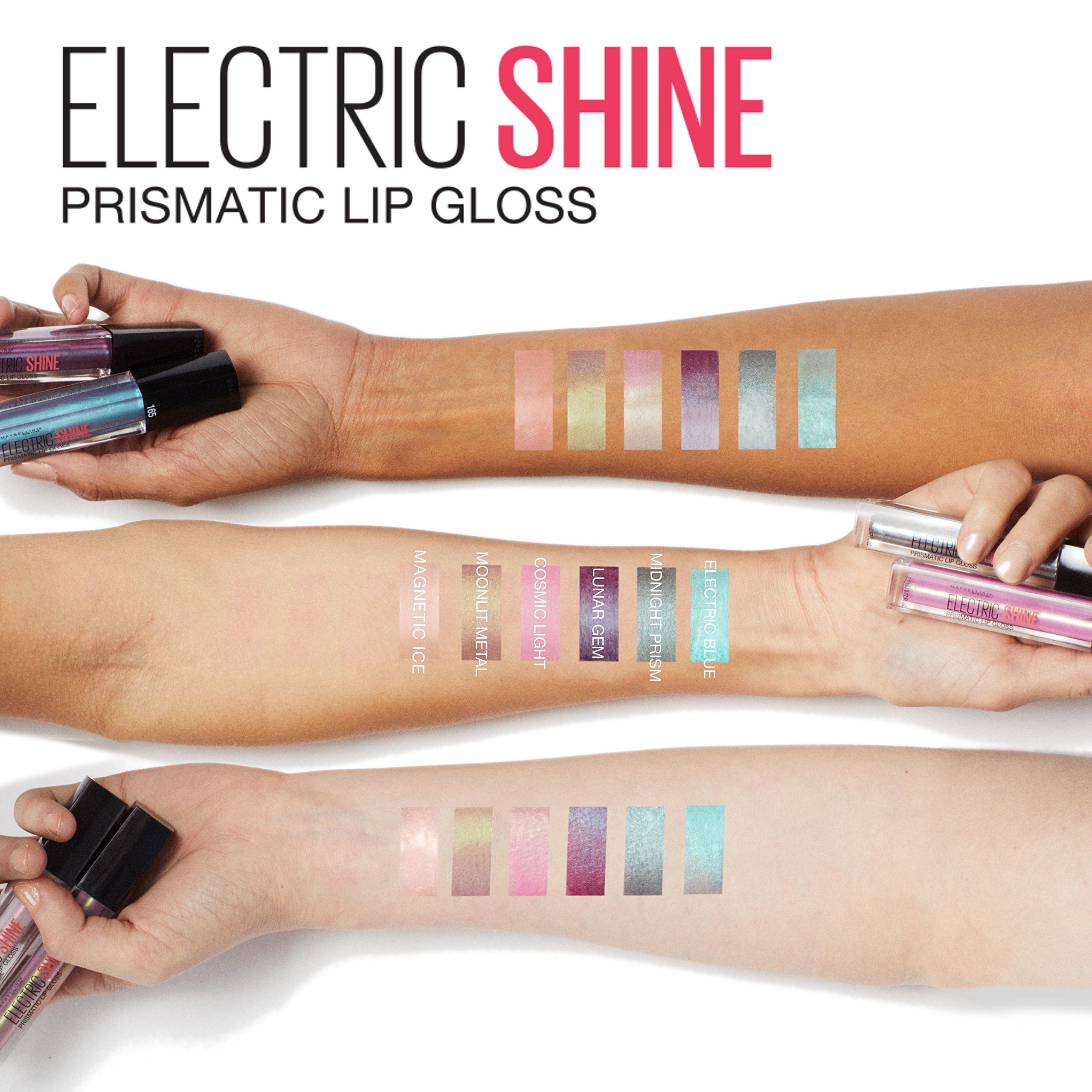 Maybelline New York Lip Studio Electric Shine Prismatic Lip Gloss - Vibrant Electric Blue, 0.17 fl oz | High-Shine, Non-Sticky Formula for Bold, Glamorous Looks - Perfect for Parties, Night Out & Special Occasions