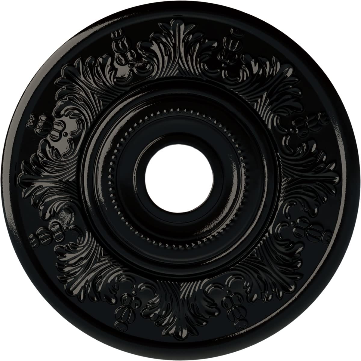 Ekena Millwork CM20VIBPS Vienna Ceiling Medallion - 20 Inch Diameter, 3.5 Inch Inner Diameter, 1.5 Inch Projection - Hand-Painted Black Pearl Finish - Perfect for Dining Room, Foyer & Victorian Home Decor