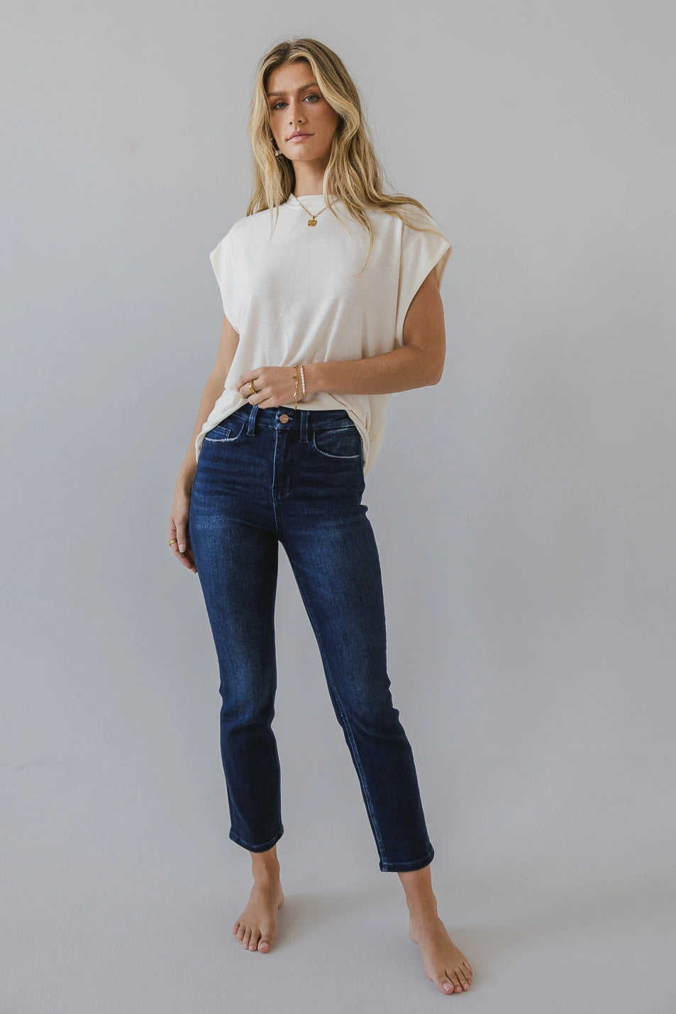 Maria Slim Straight Leg Jeans for Women - High Waist Stretch Denim Pants - Comfortable & Flattering Fit - Perfect for Casual Wear, Office & Date Night