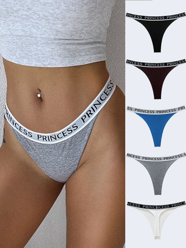 ZASUWA Women's Sexy T-Back Panties with Letter Print - Comfortable Lingerie for Date Night & Special Occasions