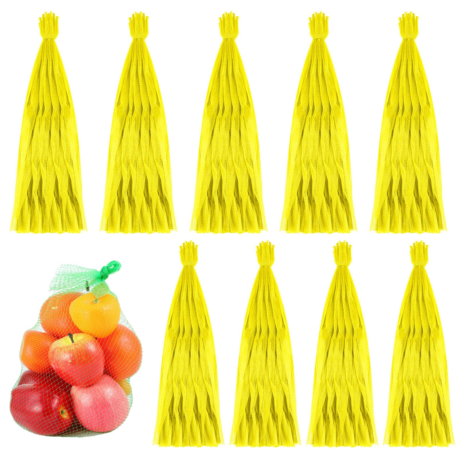 1000 Pcs Reusable Mesh Produce Bags - 24 Inch Bulk Nylon Netting for Eggs, Vegetables, Fruits, Seafood & Grocery Storage - Durable & Eco-Friendly (Yellow) - Perfect for Farmers Market, Kitchen Organization & Zero-Waste Shopping