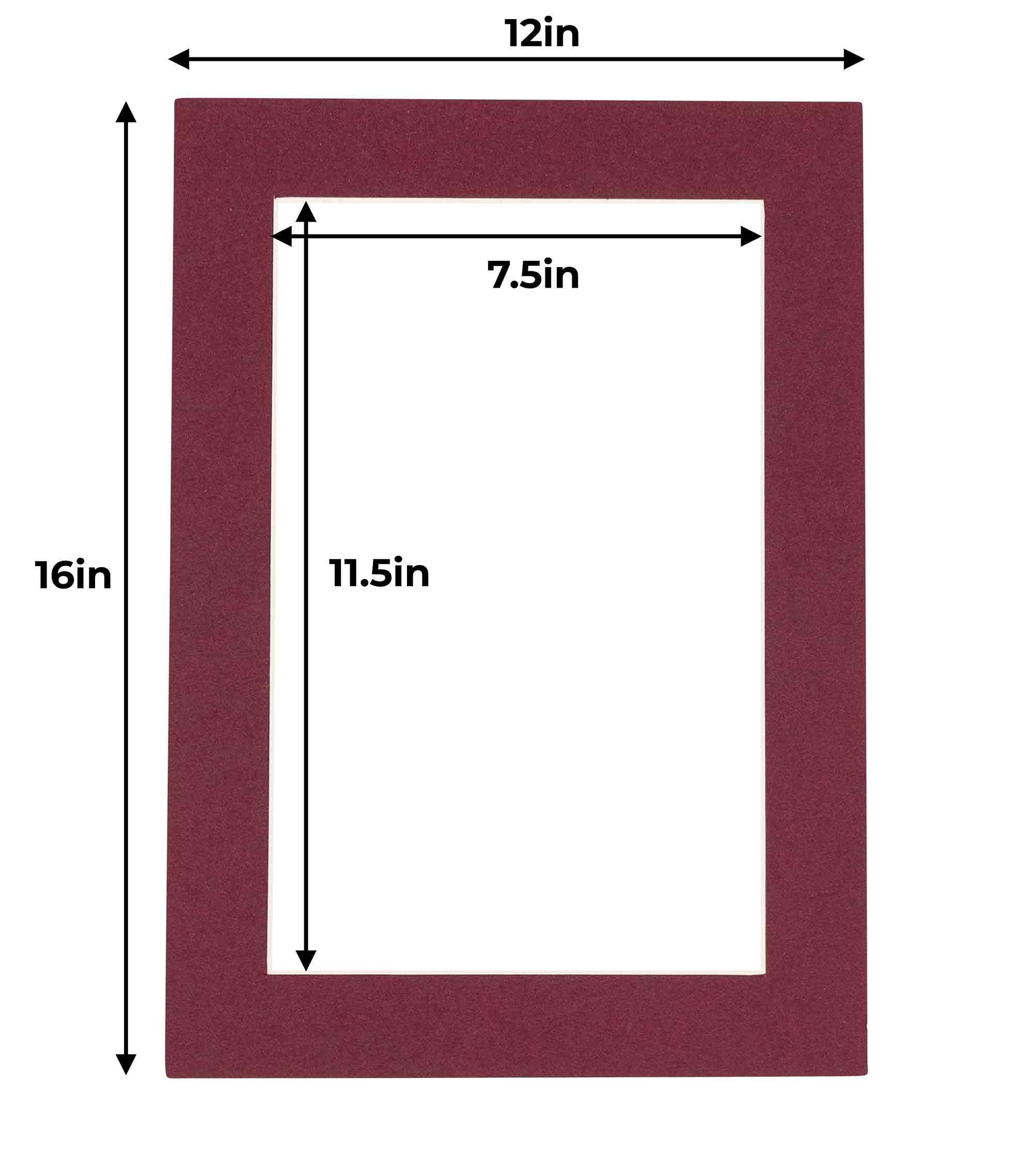 12x16 Inch Acid-Free Precut Maroon Picture Mat Board - Bevel Cut Display Mat for 8x12 Photos & Artwork - Fits 12x16 Inch Frames - Pack of 25 - Perfect for Home Decor, Gallery Displays & Photo Preservation
