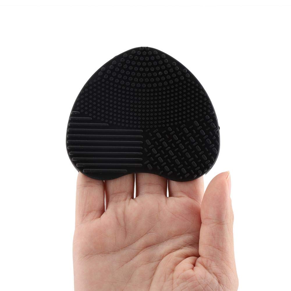 Heart-Shaped Silicone Makeup Brush Cleaner Gloves - Black | Gentle Detergent for Cosmetic Brushes | Perfect for Home & Professional Makeup Artists