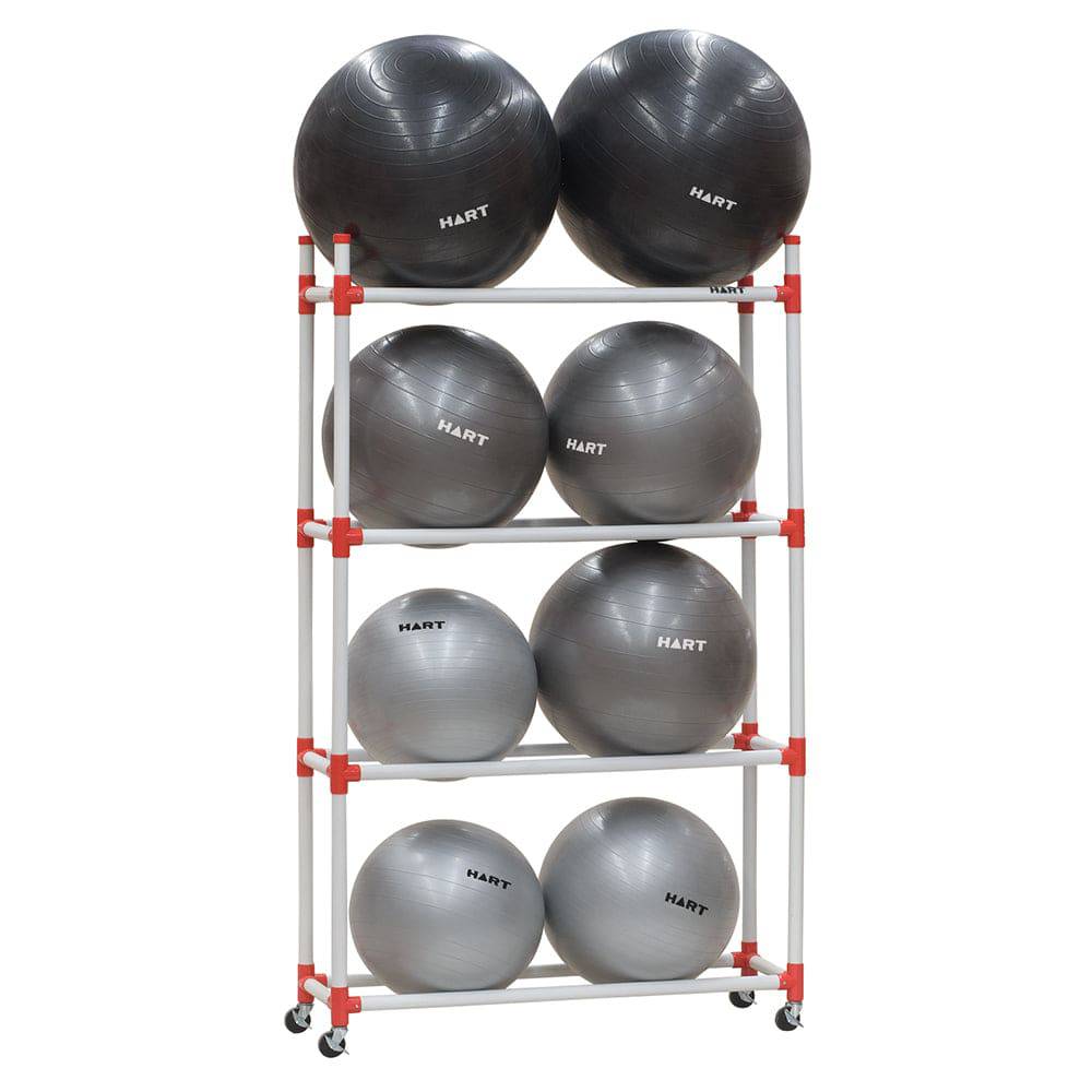 HART 4-Tier Swiss Ball Storage Rack for Gym, Yoga, and Exercise Equipment - Perfect for Home and Commercial Fitness Spaces