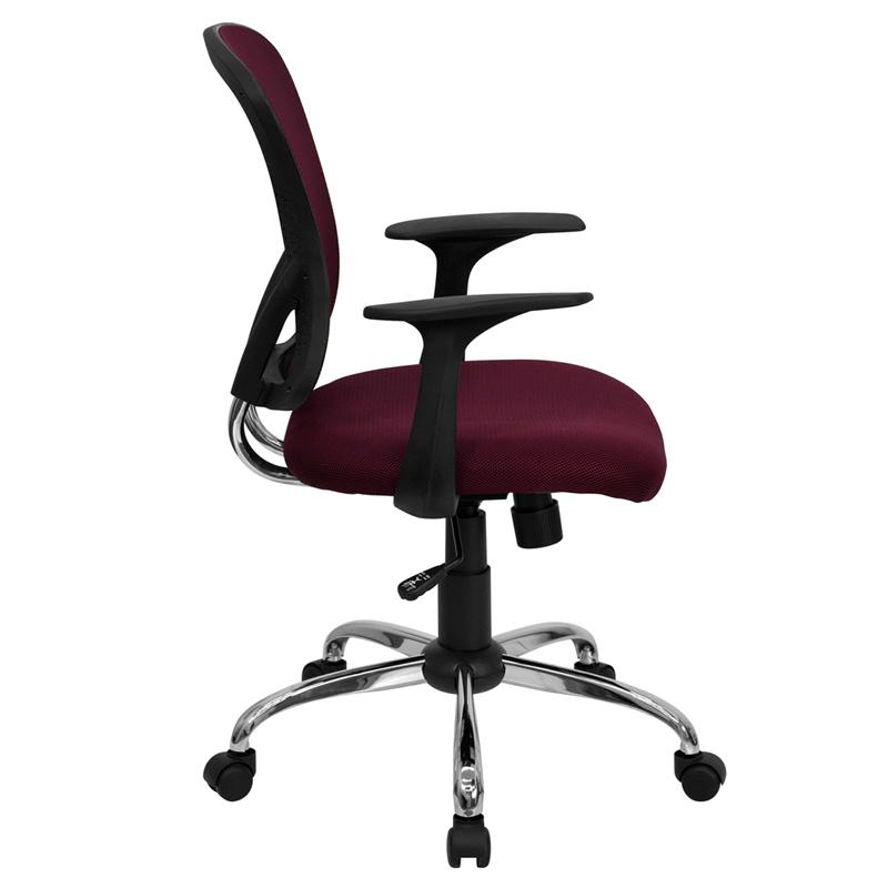 FLASH Alfred Mid Back Black Mesh Swivel Task Office Chair with Chrome Base and Arms - Ergonomic Desk Chair for Home Office, Computer Work & Gaming
