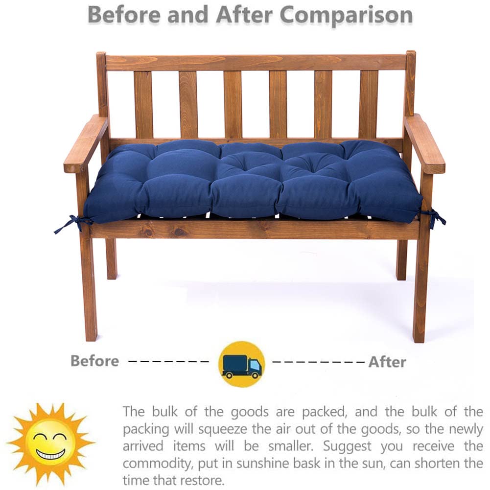 Premium Indoor/Outdoor Bench Cushion - Water-Resistant Tufted Patio Furniture Seat Cushion with Ties (39.4