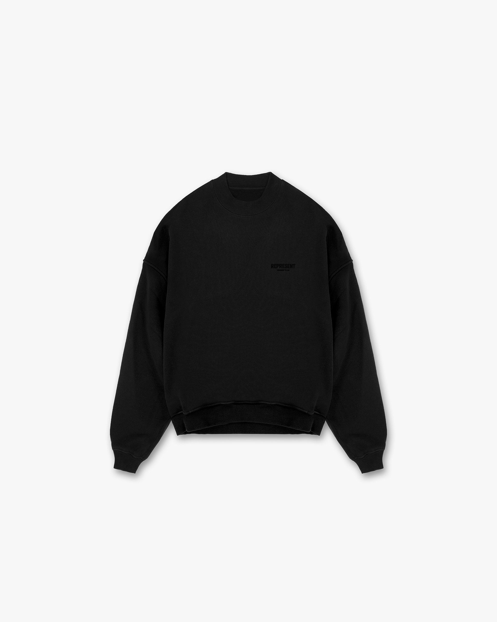 Represent Owners Club Flocked Sweater - Premium Black Knit Pullover for Men | Streetwear Fashion & Casual Outfits