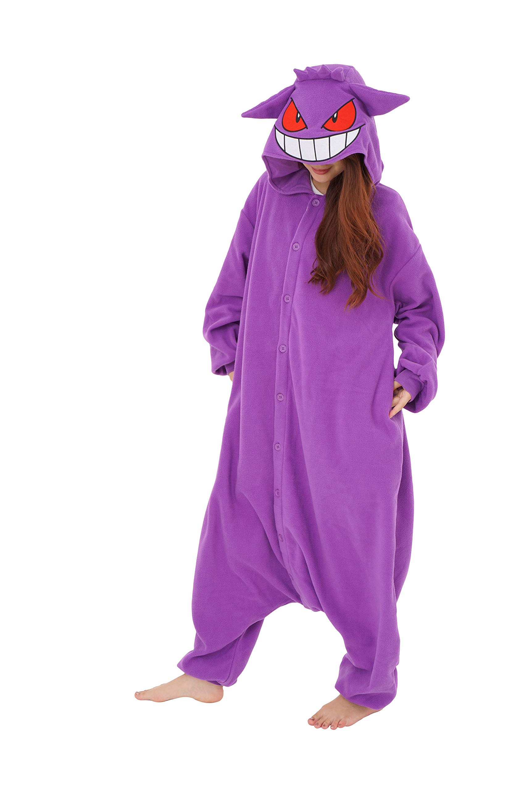 SAZAC Gengar Kigurumi - Premium Adult Pokemon Onesie Pajamas - Soft Halloween Costume for Men & Women - Machine Washable Sleepwear & Loungewear - Perfect for Cosplay, Anime Conventions, and Halloween Parties