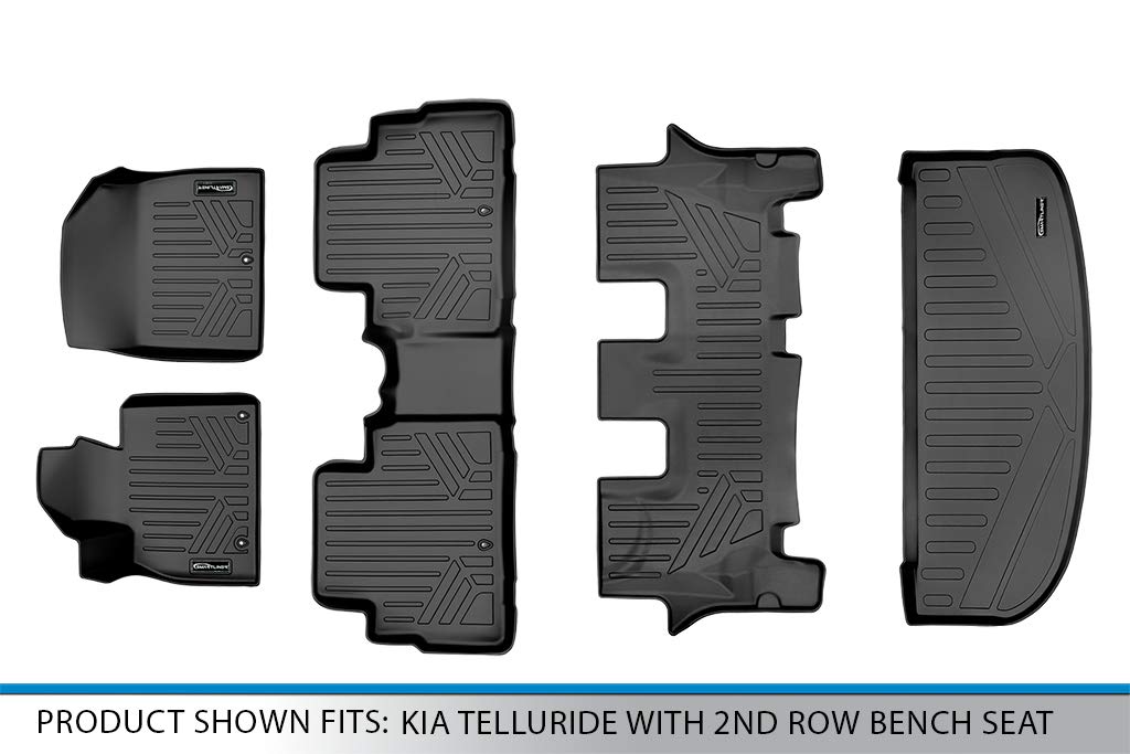 SMARTLINER All-Weather Custom Fit Floor Mats for 2020-2023 Kia Telluride - 3 Row & Cargo Liner Set (Black) - Fits 2nd Row Bench/Bucket Seats with Center Console - Durable Protection for SUV Interior - Perfect for Family Trips, Outdoor Adventures & Daily Commutes