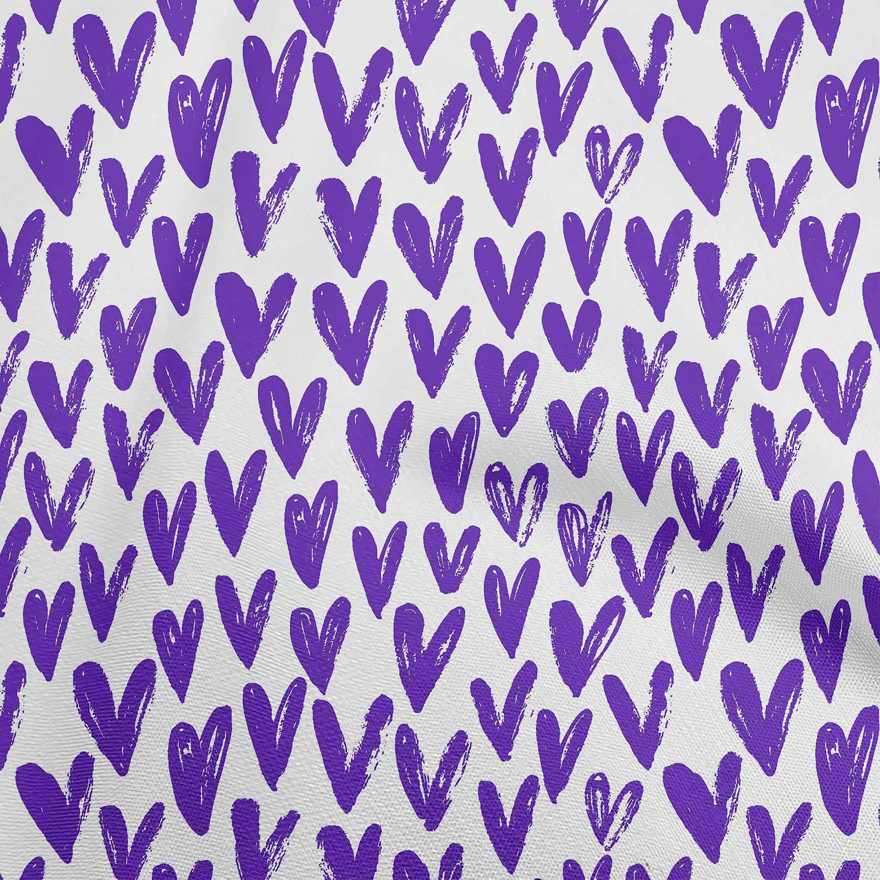 oneOone Cotton Poplin Purple Valentine Heart Print Fabric - 56 Inch Wide DIY Sewing Material for Clothing, Quilting & Crafts | Perfect for Valentine's Day Projects, Dressmaking & Home Decor