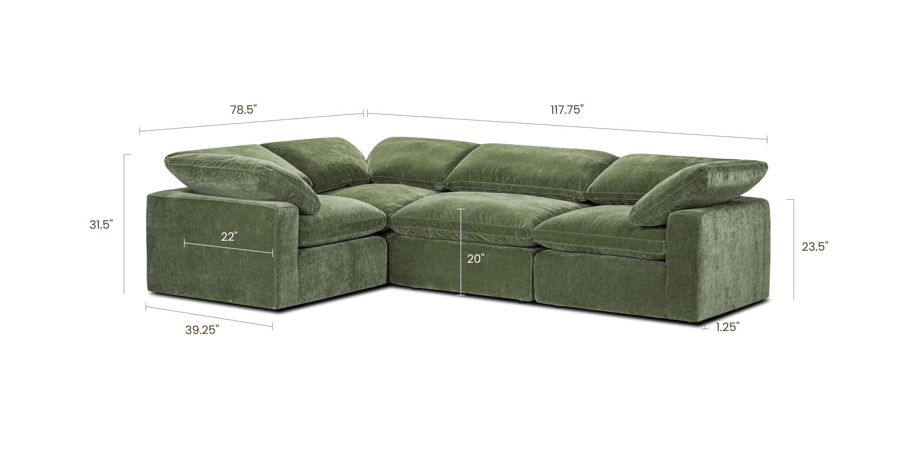 4-Seat Aspen Modular L-Shaped Sectional Sofa - Modern Living Room Furniture for Small Spaces & Apartments - Perfect for Family Gatherings & Movie Nights