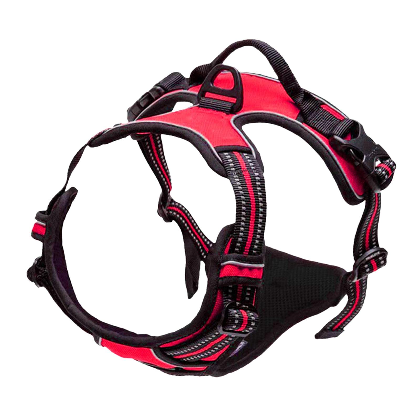 FAKEME Reflective Dog Vest Harness - Lightweight Adjustable Safety Harness for Running, Walking & Outdoor Training - Comfortable Pet Vest for Dogs & Cats - Red Size M - Perfect for Night Walks & Outdoor Adventures