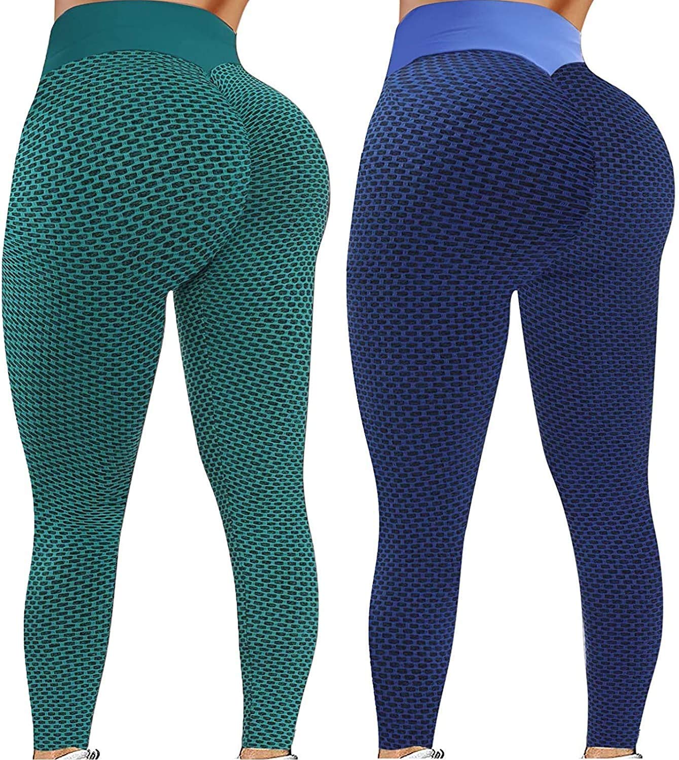ZNNE 2PC Butt Lifting Leggings for Women - High Waisted Tummy Control Yoga Pants for Gym, Workout & Running - Seamless Booty Shaping Fitness Leggings for Squats, Pilates & Everyday Wear