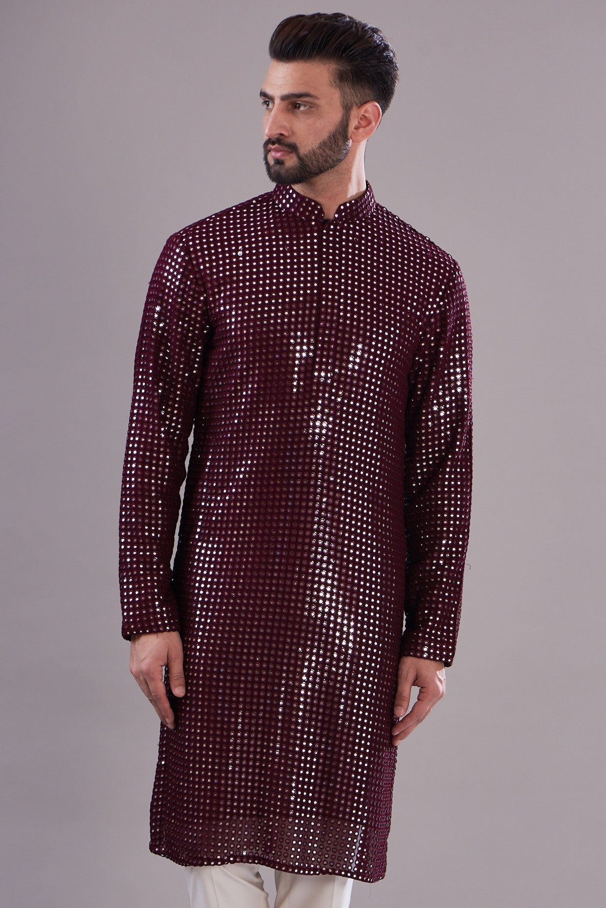 Stylish Maroon Mirror Work Kurta for Women - Traditional Indian Embroidered Tunic Top - Perfect for Festivals, Weddings & Casual Wear