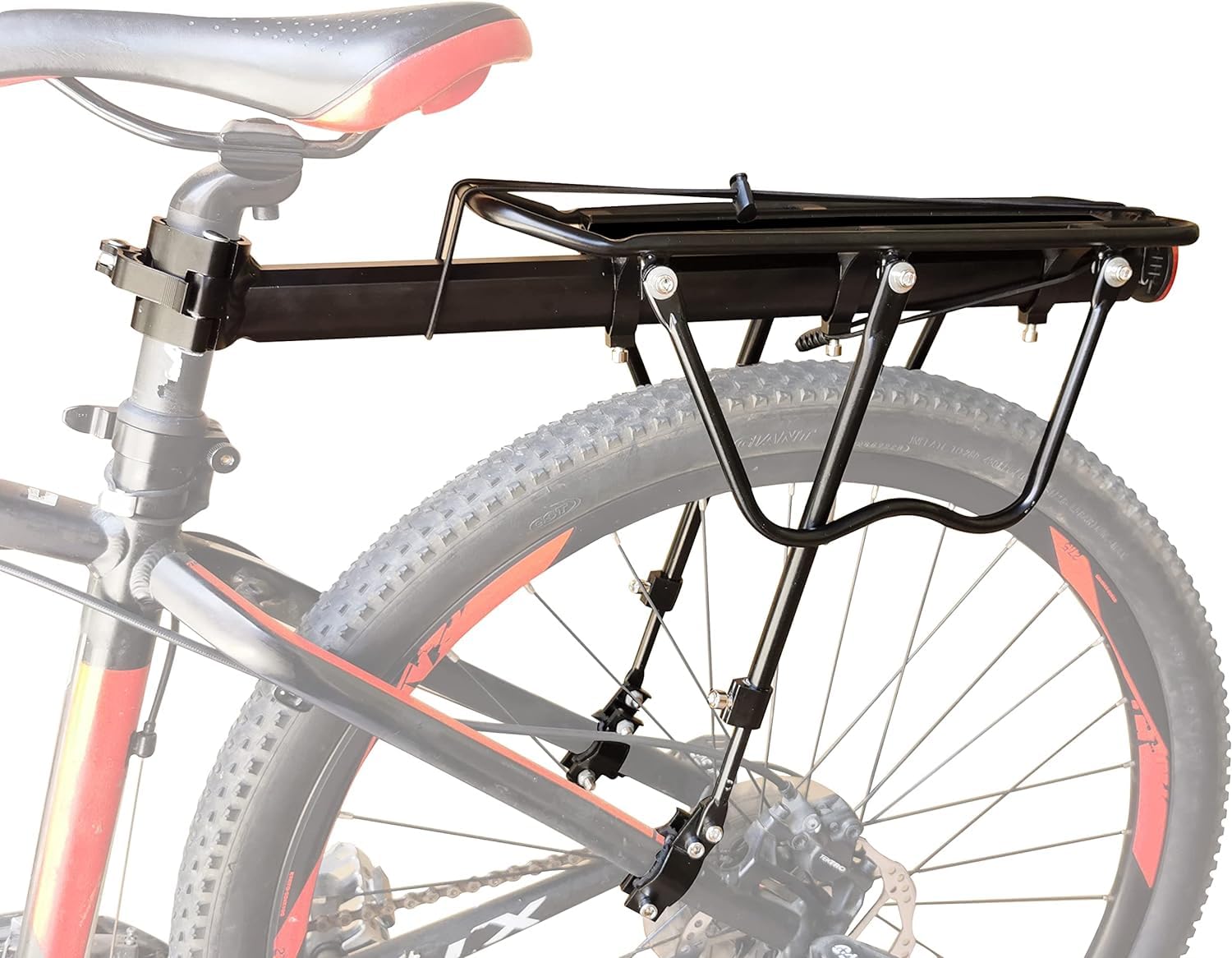 COMINGFIT® 50kg Heavy Duty Adjustable Aluminum Alloy Bike Rear Cargo Rack - Perfect for Bicycle Touring, Commuting & Grocery Hauling