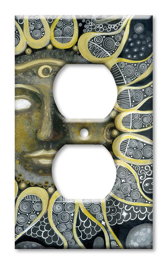 Oversized Art Plates - Jumbo Outlet Covers - Large Switch Plates with Golden Sun Painting - Made in USA - Perfect for Home Decor, Living Room & Bedroom Wall Accents