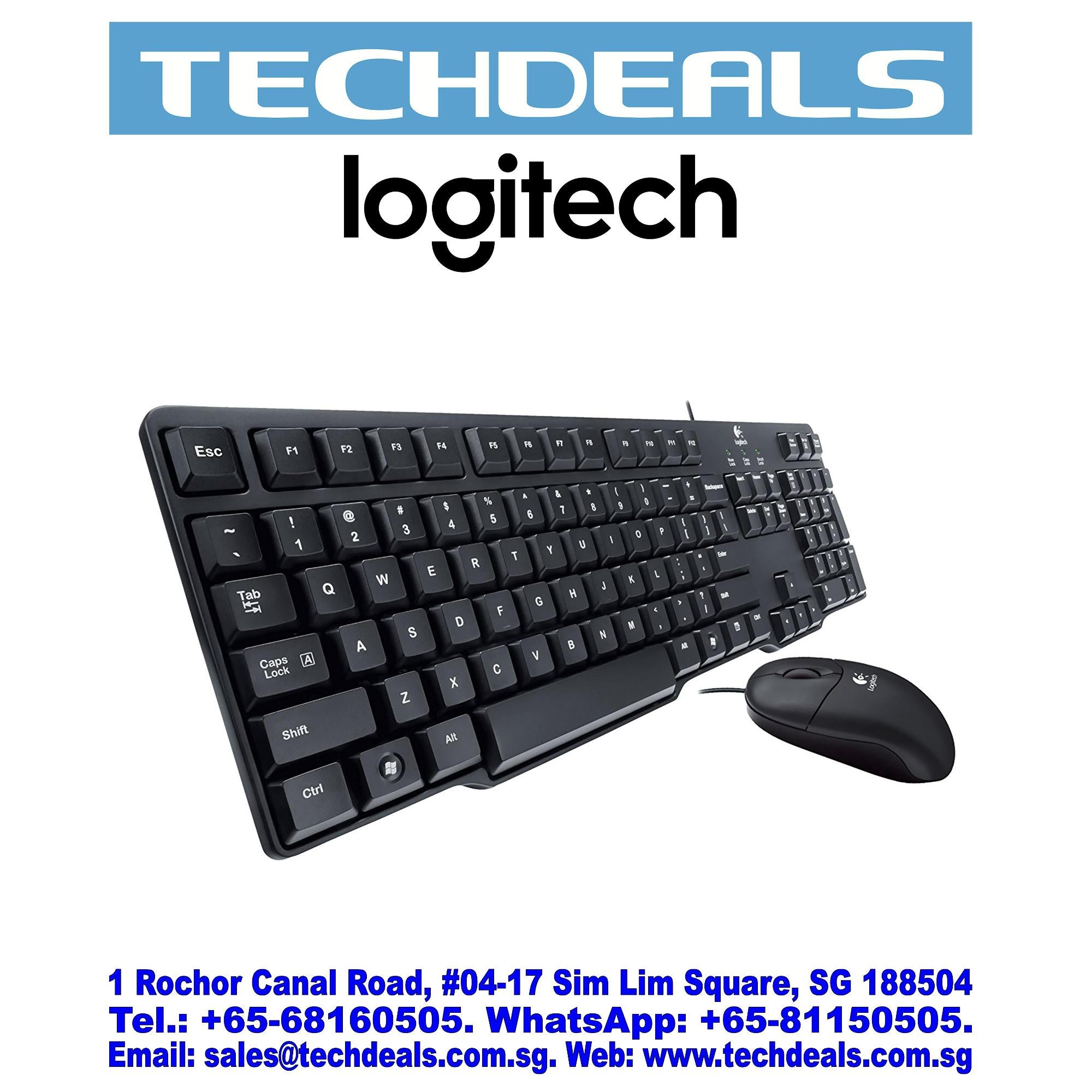 Logitech MK100 Classic Wired Keyboard and Mouse Combo - PS/2 Keyboard & USB Mouse for Home, Office, and Gaming Desktop Set
