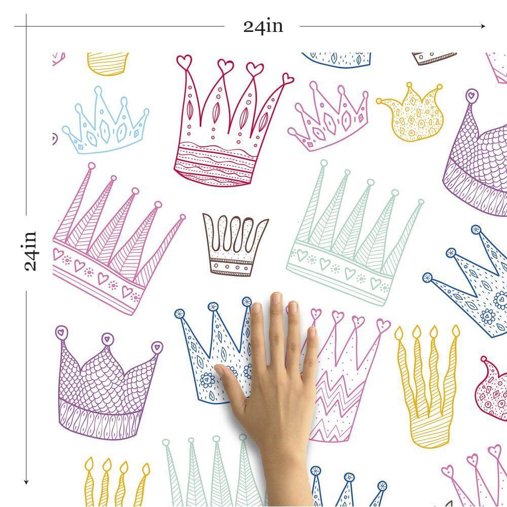 Royal Peel and Stick Removable Wallpaper for Kids - White Floral Design 0464 - Perfect for Nursery, Bedroom, and Playroom Decor