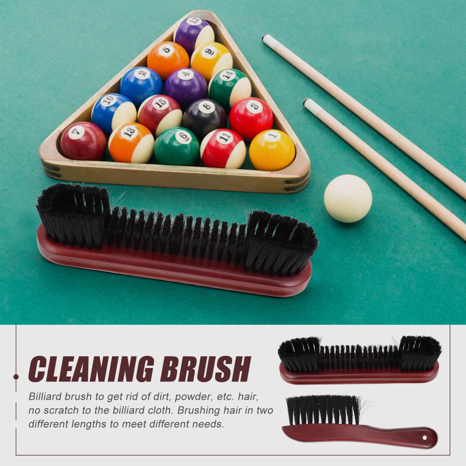 LIOOBO 2-Pack Billiard Table Broom - Wooden Handle Pool Table Sweeper & Cleaner Brush for Dust and Debris Removal - Perfect for Home Game Rooms, Bars, and Billiard Halls