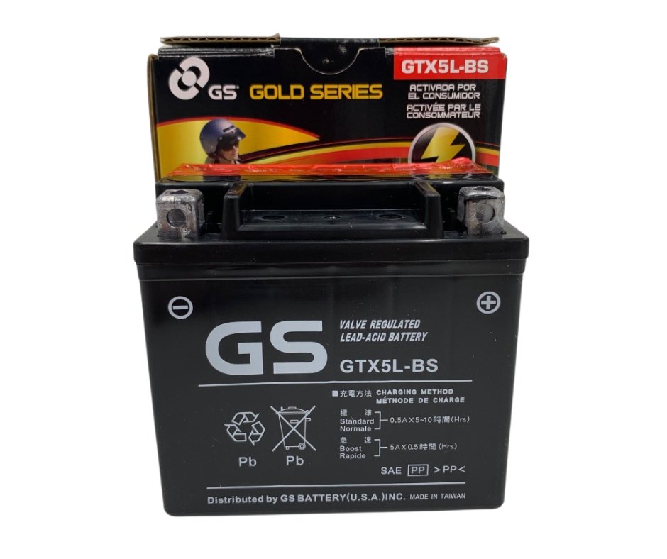 GTX5L BS Motorcycle Battery - Replacement for YTX5L BS - High Performance & Long Lasting - Perfect for ATVs, Dirt Bikes & Power Sports Vehicles