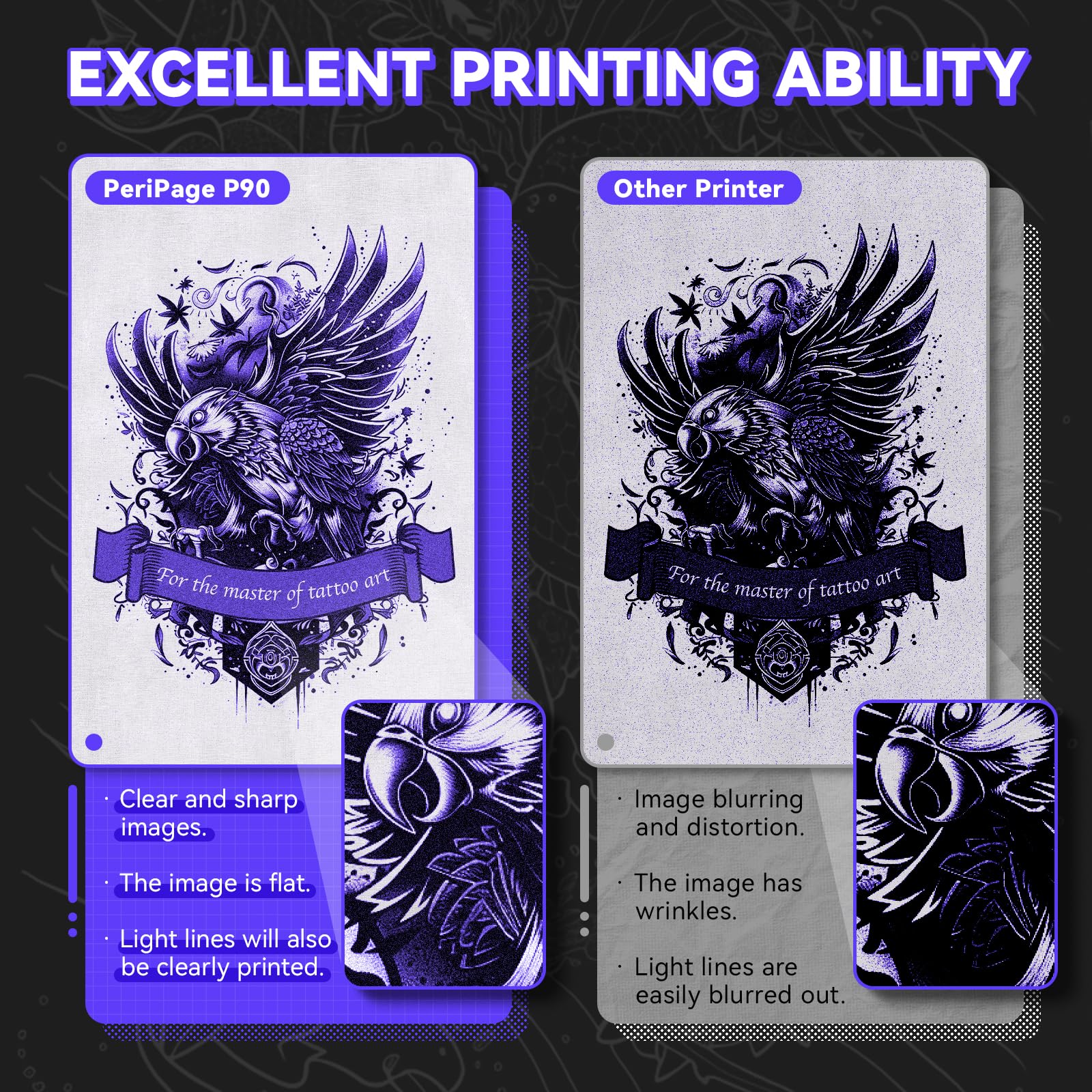 Professional P90 Wireless Tattoo Stencil Printer - Bluetooth & USB Connectivity for Artists & Beginners | Free Stencil Paper Included | Perfect for Tattoo Studios & Home Practice