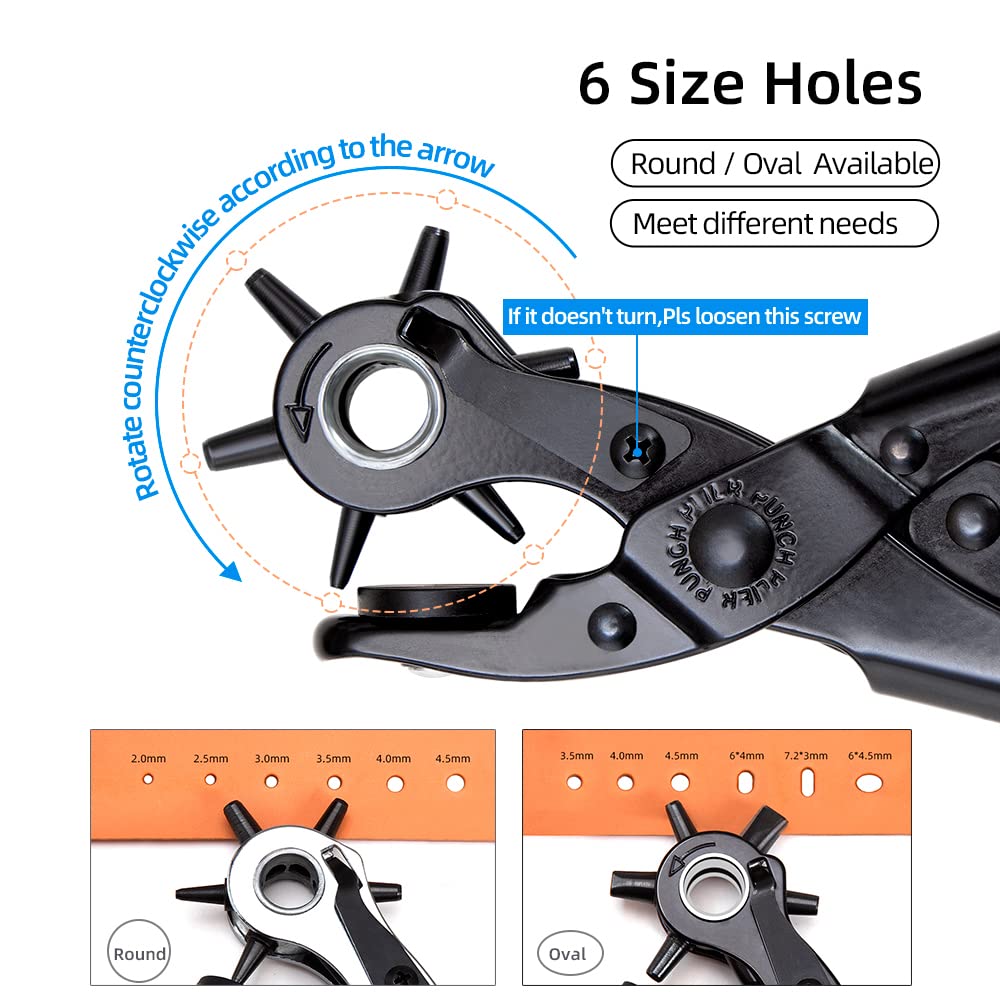 WUTA Leather Piercer Tool - 4mm 4 Teeth Diamond Hole Punch Pliers for Leather Craft, Handheld Silent Stitching Chisel & Pricking Iron - Perfect for Leatherworking, DIY Projects, Shoe/Bag Repair