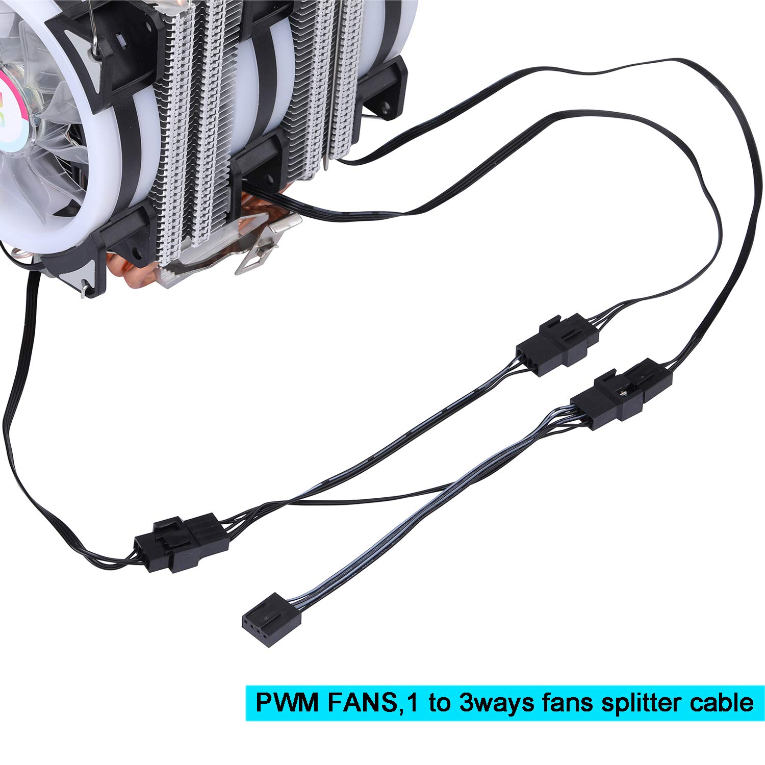 6-Heat Pipe 90mm PWM RGB CPU Cooler with 3-Pack RGB Fans - Compatible with Intel LGA 1366/1155/1156/2011/1200 & AMD AM4 Sockets - High Performance Air Cooler for Gaming PC, Workstation, and Overclocking