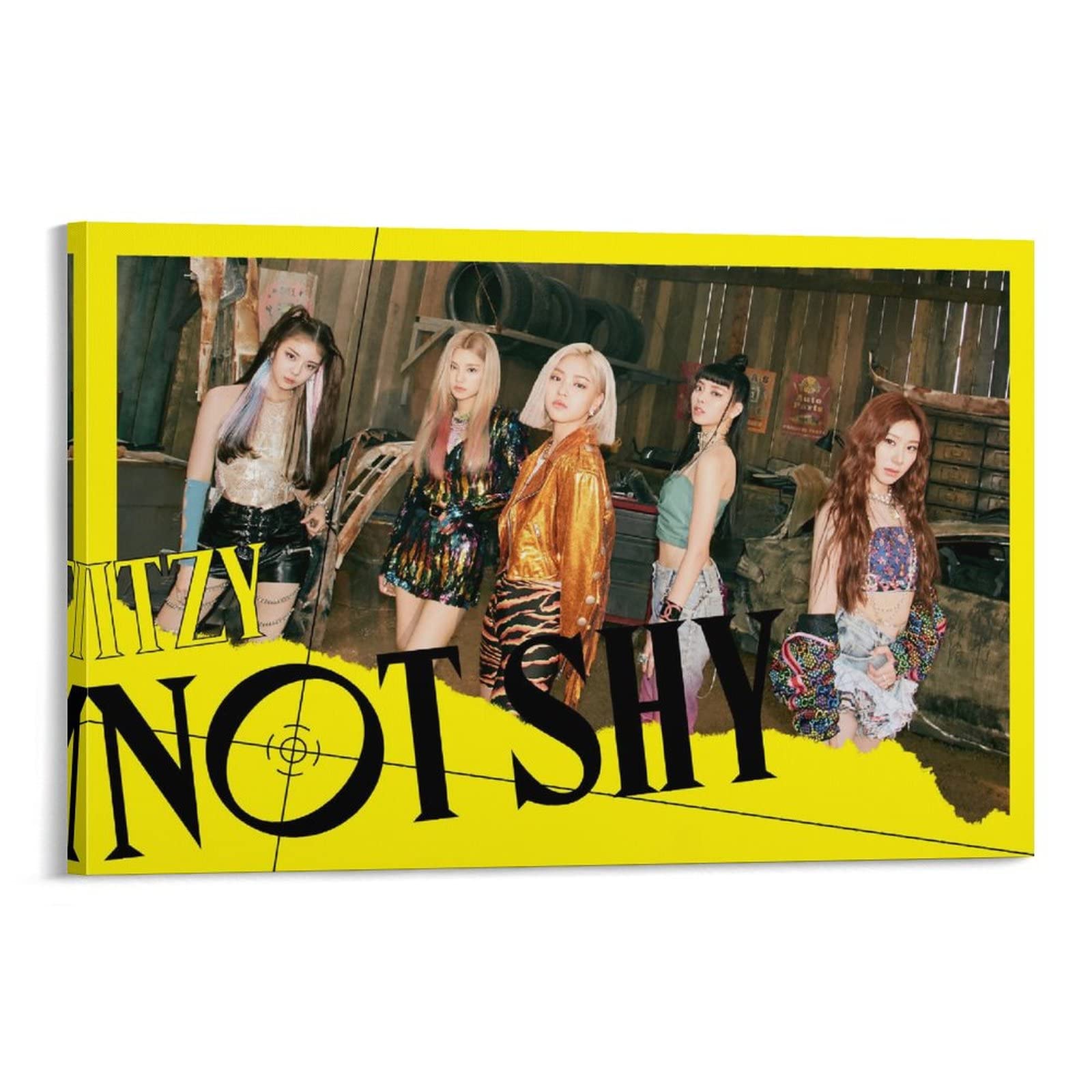 ITZY Kpop NOT SHY English Version Poster - Official Member Collection Teaser Merchandise - 20x30 inch (50x75cm) Kpop Wall Art Decor for Living Room, Bedroom & Office - High Quality Canvas Painting for Kpop Fans & Music Lovers