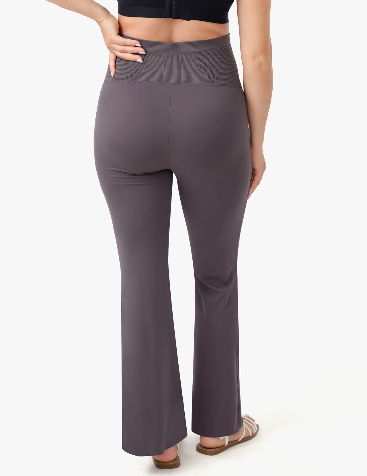 Momcozy Maternity Yoga Pants - Over The Belly Pregnancy Leggings with Buttery Soft Triple Wrap Support | Flared Leg Comfort for Prenatal Yoga, Workouts & Everyday Wear