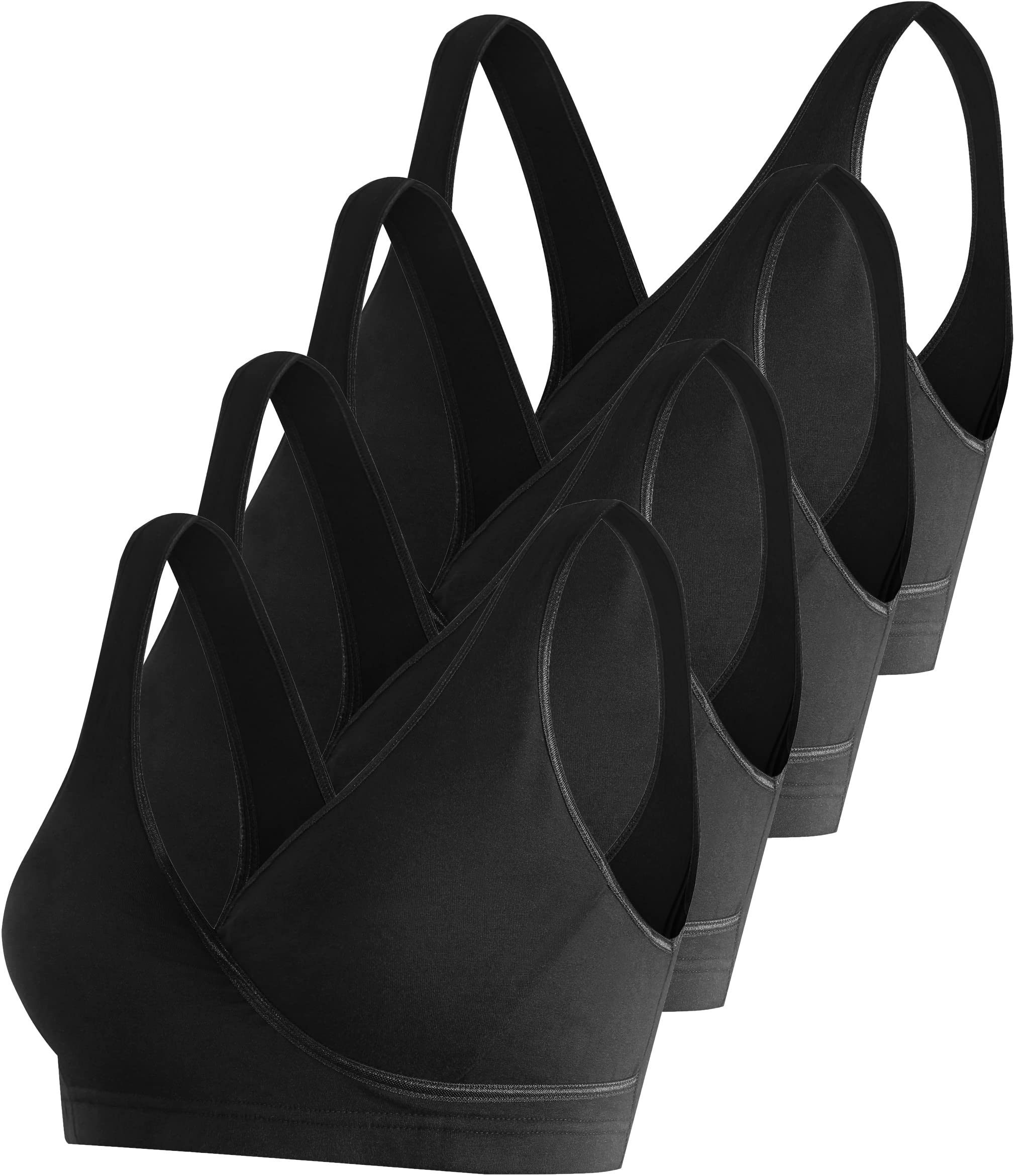 SUIEK 4 Pack Nursing Sleep Bra - Maternity Bralette for Breastfeeding & Pregnancy - Soft Cotton Comfort for Nighttime & Lounge Wear