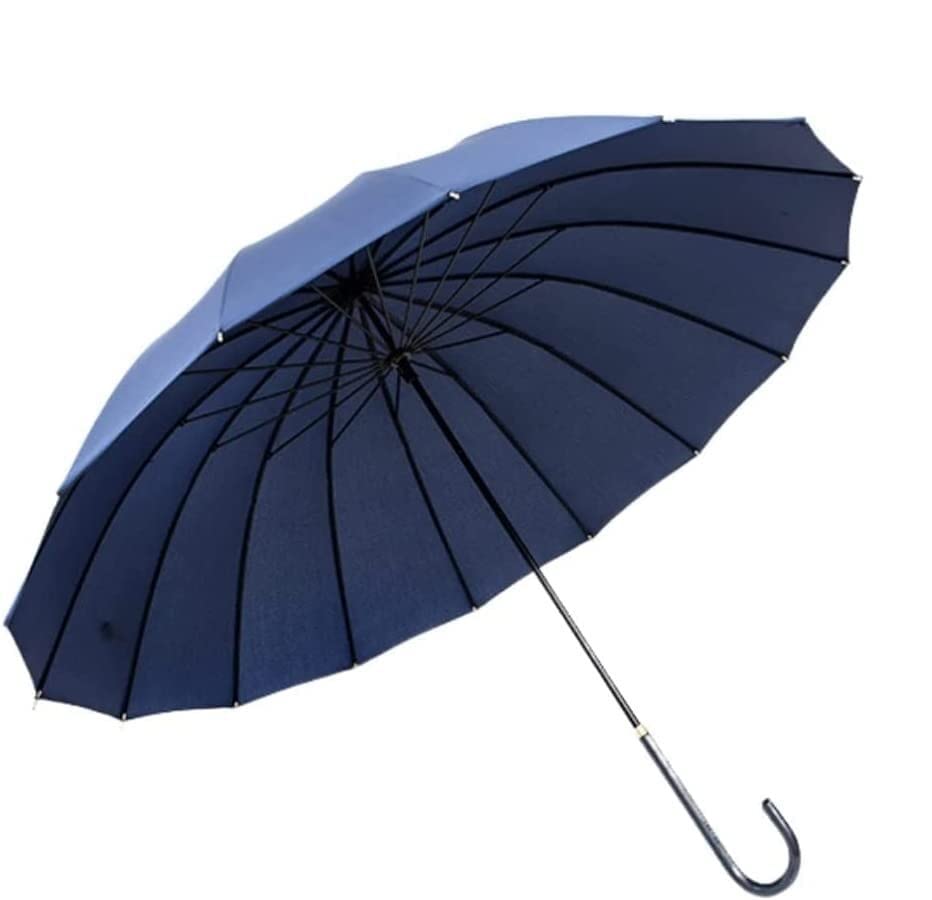 WLABS Windproof Golf Umbrella - 16 Ribs, Auto Open, Ergonomic J Handle, Solid Color Design - Perfect for Golf, Outdoor Sports & Rainy Days (Blue)