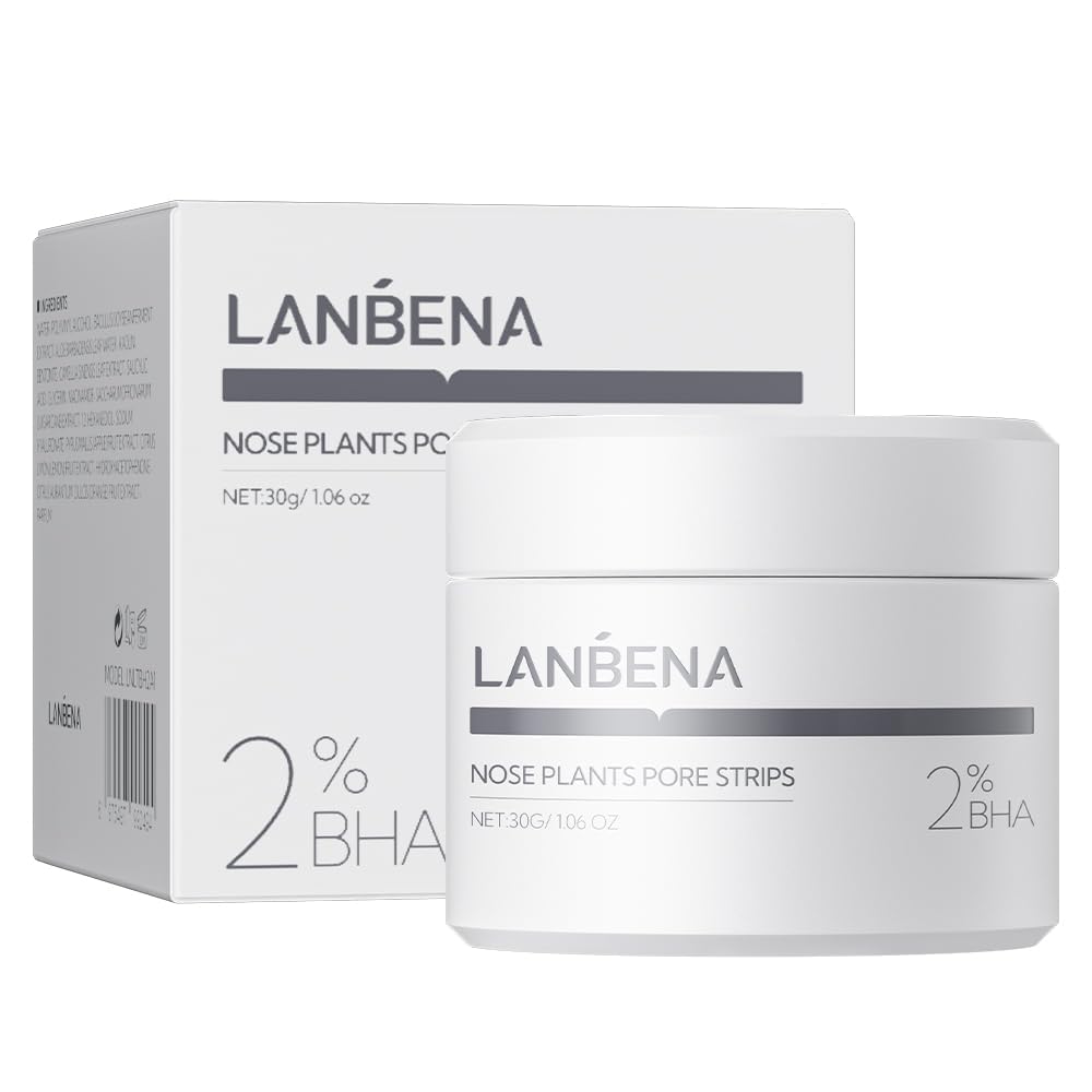 LANBENA Blackhead Remover Nose Pore Strips for Face - 60 Count Deep Cleansing Peel Off Mask for Blackheads & Whiteheads, 2.0 Upgraded Formula for All Skin Types (1.06 Oz/30g) | Perfect for Daily Skincare Routine & Deep Pore Cleansing