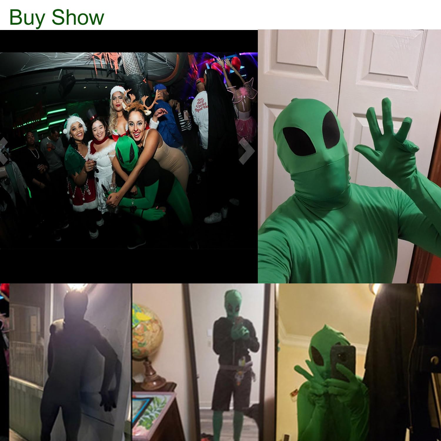 VSFO Full Body Green Man Suit - Lime Green Halloween Costume for Adults | St. Patrick's Day Party Outfit | Cosplay & Theatrical Performance